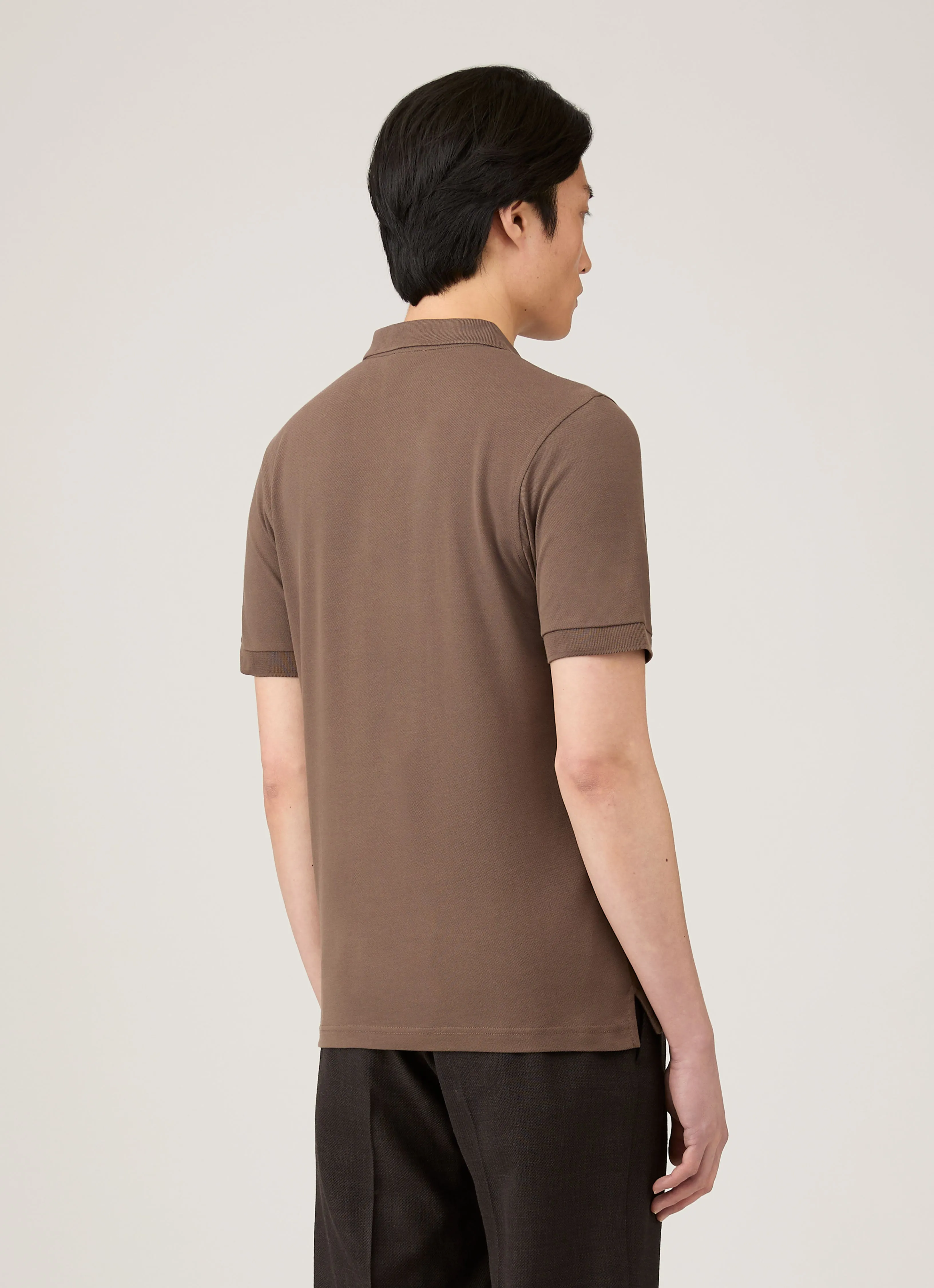 Men's Piqué Polo Shirt in Bark sold by Sunspel product image thumbnail 5