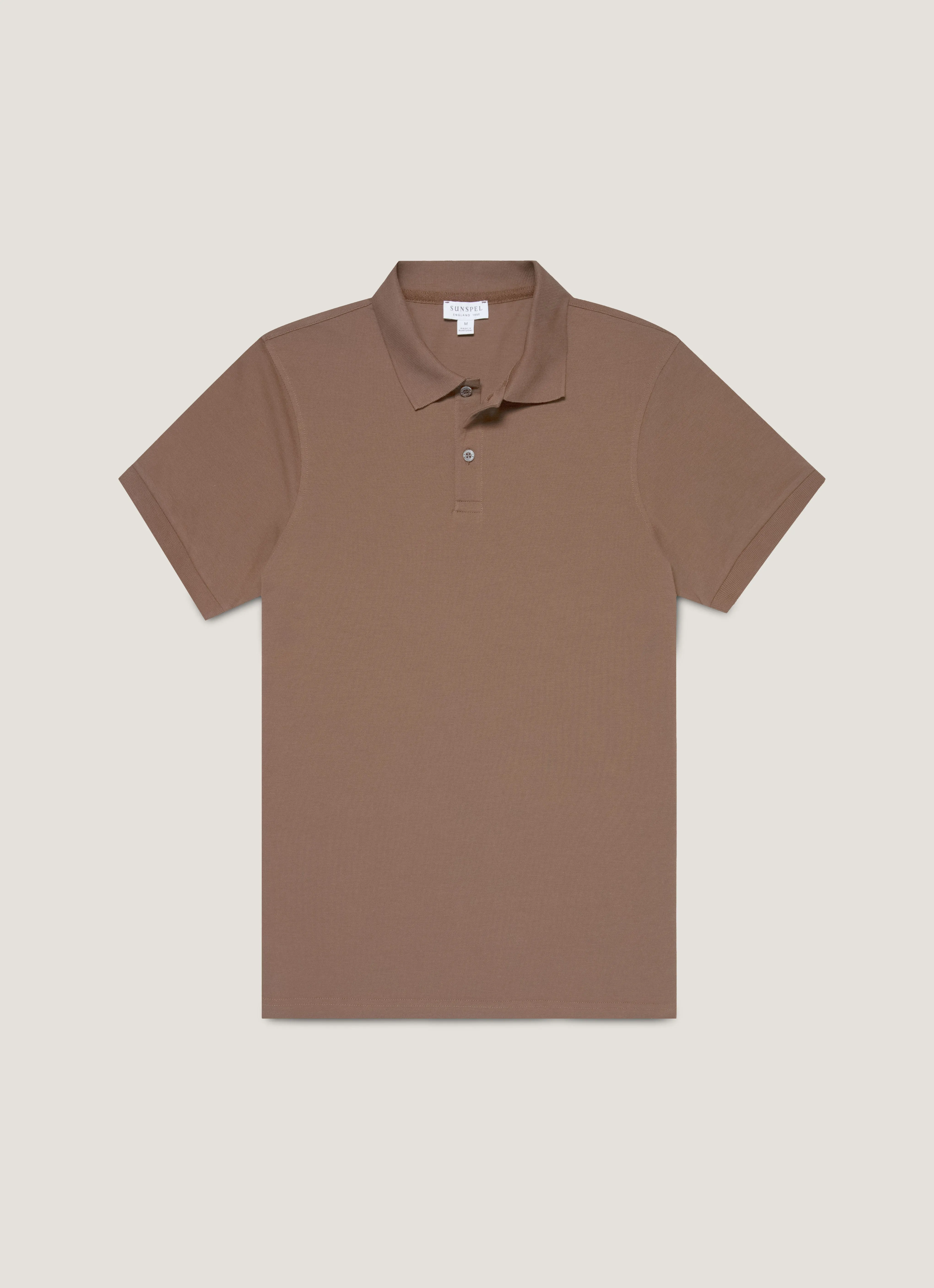 Men's Piqué Polo Shirt in Bark sold by Sunspel