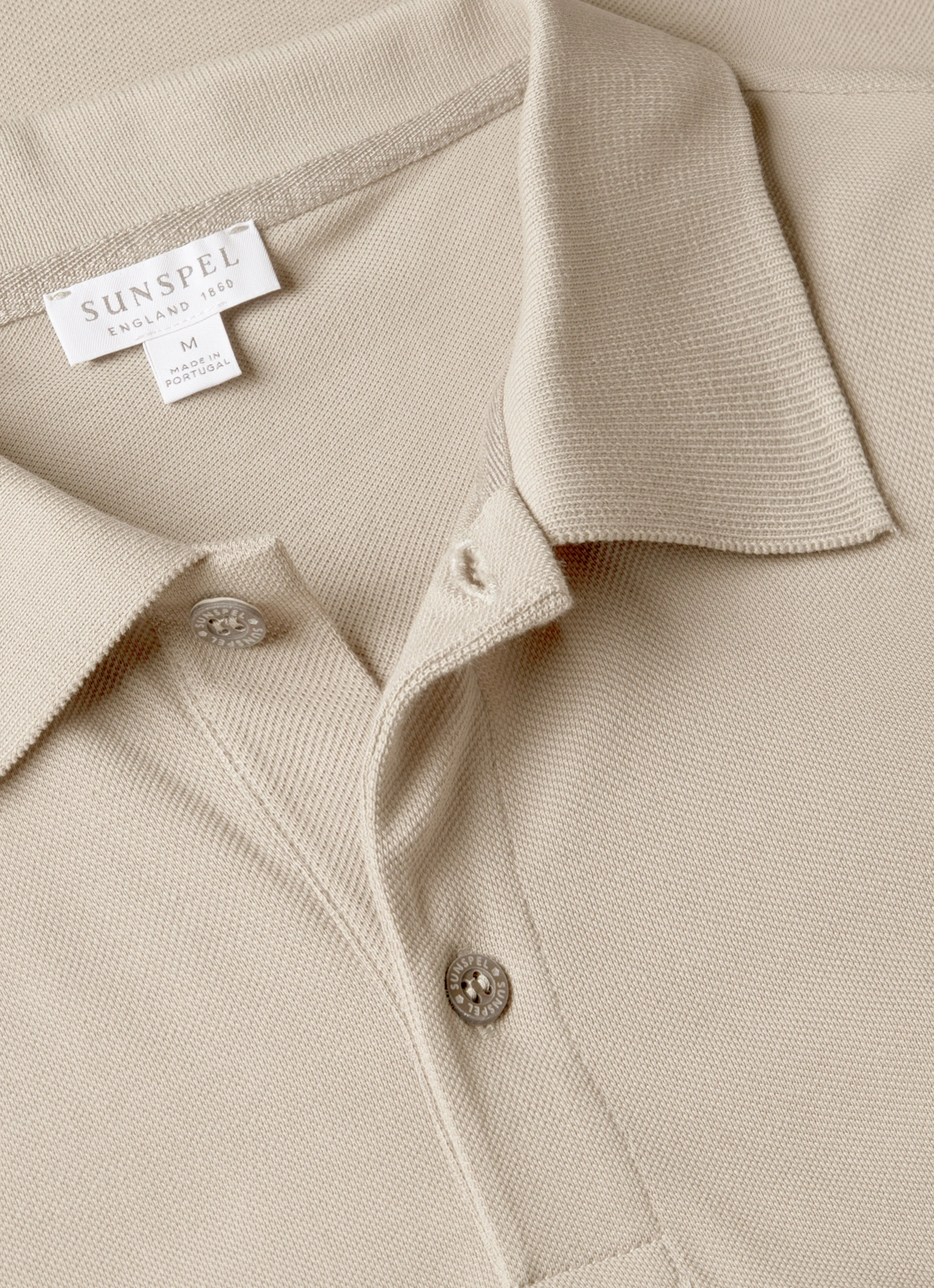 Men's Piqué Polo Shirt in Fog sold by Sunspel product image thumbnail 4