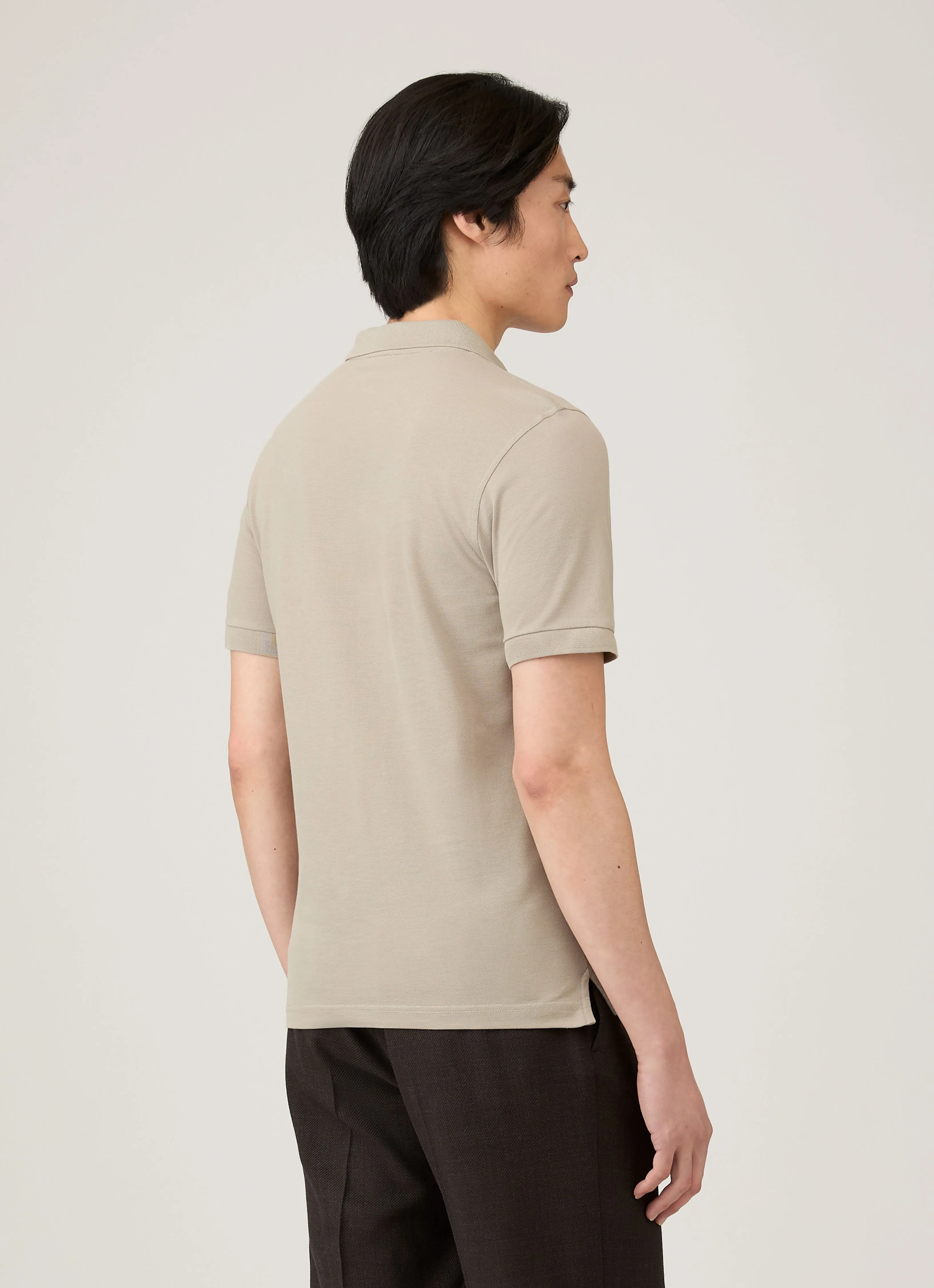 Men's Piqué Polo Shirt in Fog sold by Sunspel product image thumbnail 5