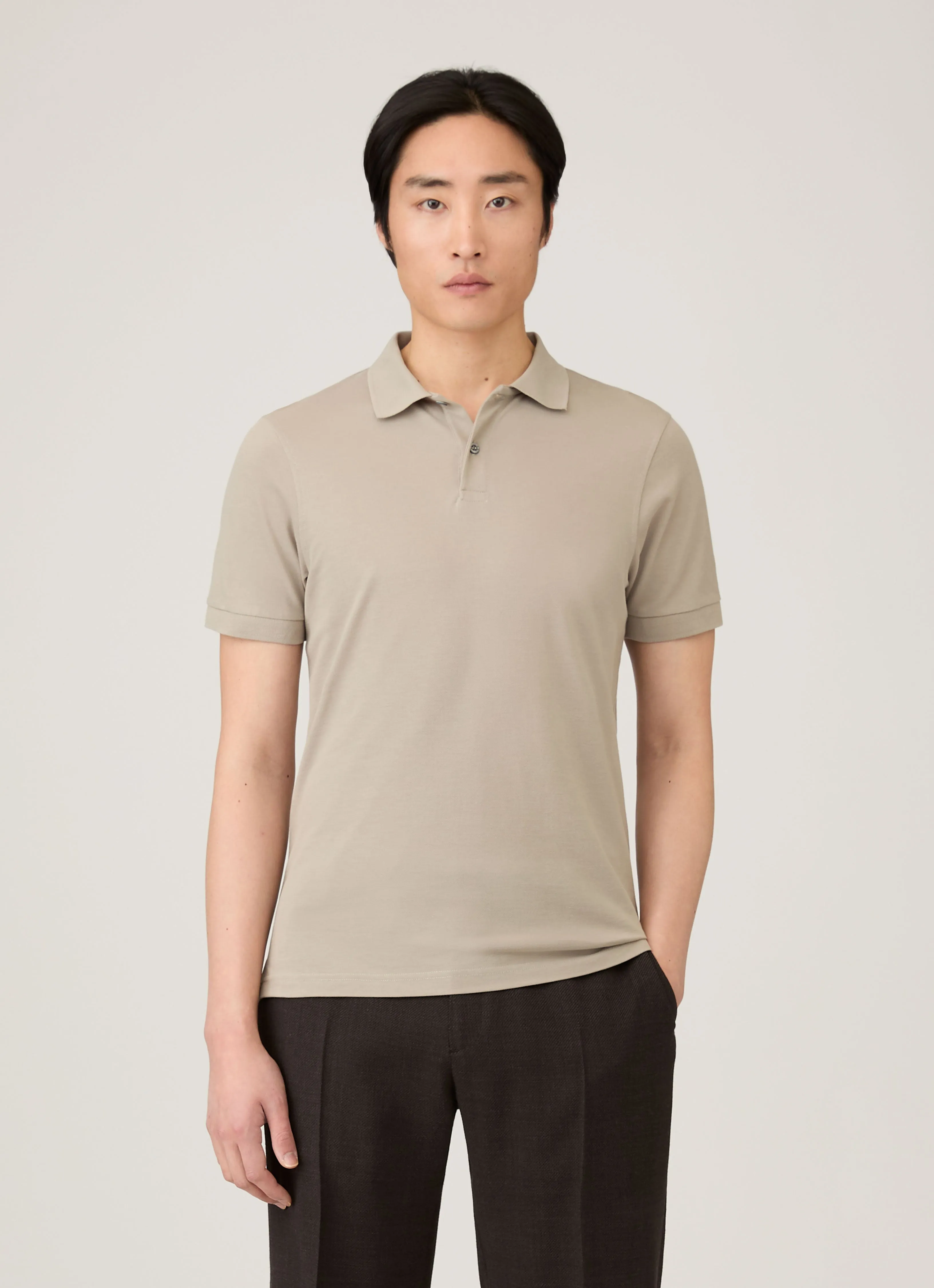 Men's Piqué Polo Shirt in Fog sold by Sunspel product image thumbnail 2
