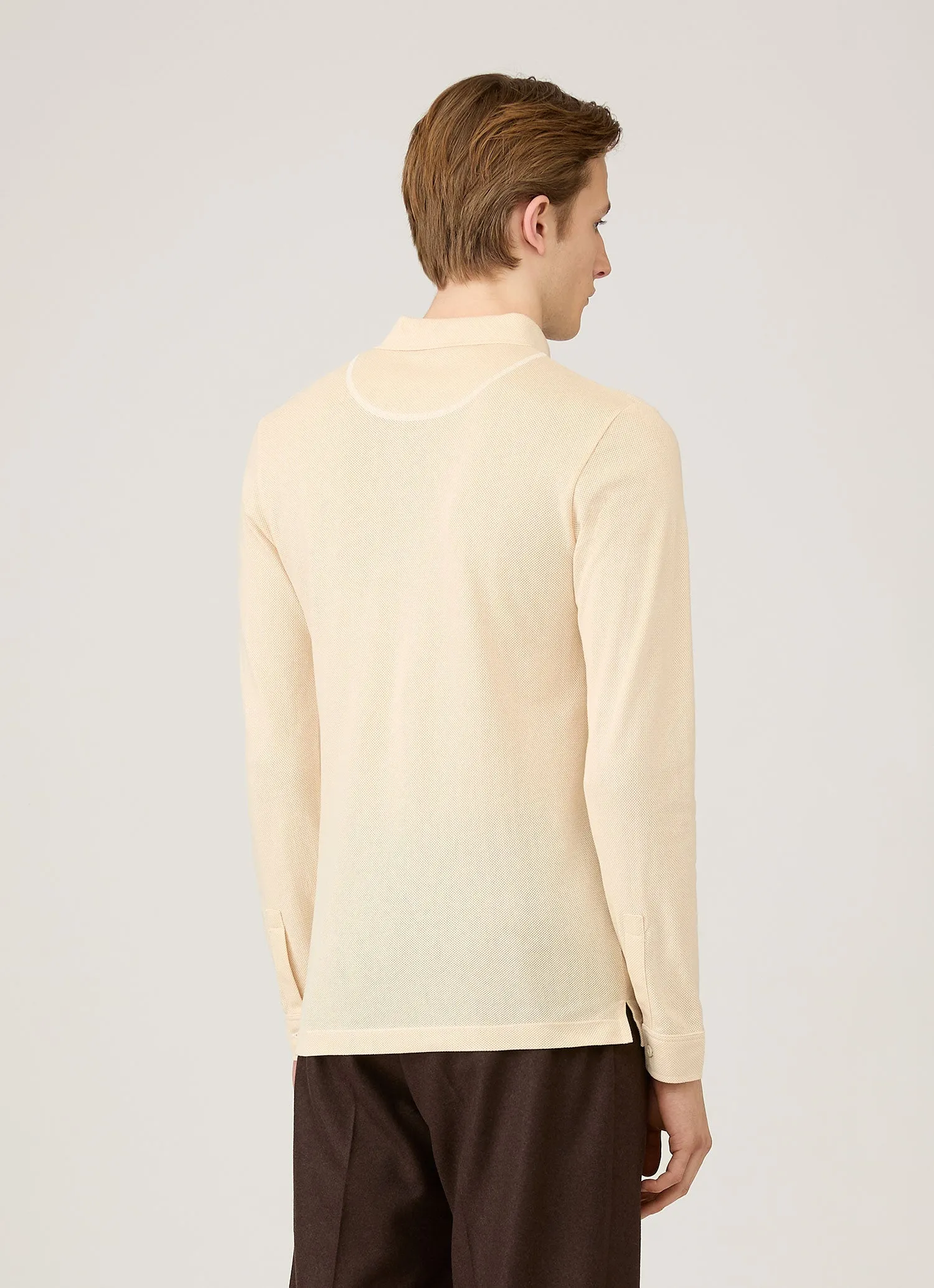 Men's Long Sleeve Riviera Polo Shirt in Undyed sold by Sunspel product image thumbnail 5