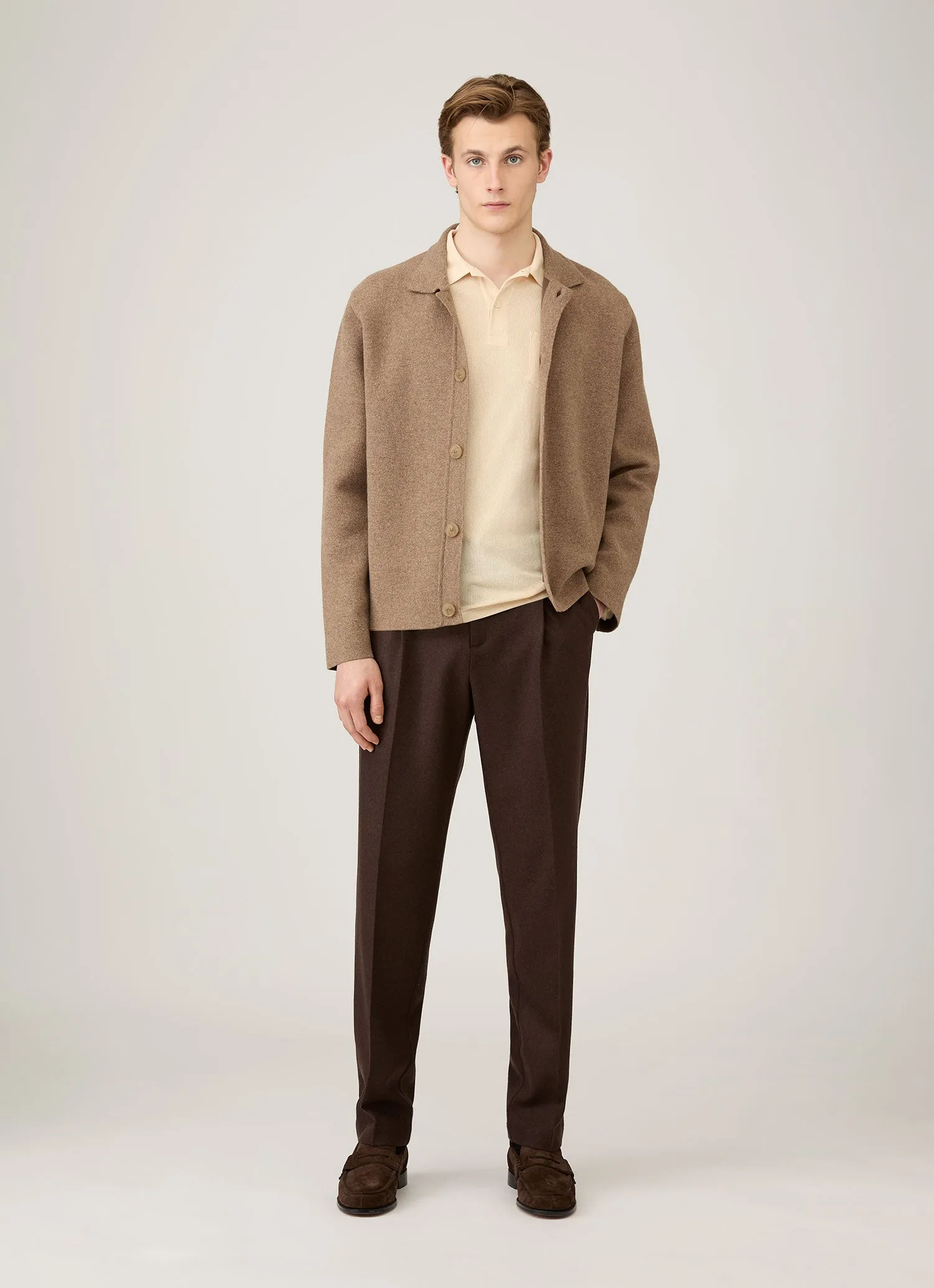 Men's Long Sleeve Riviera Polo Shirt in Undyed sold by Sunspel product image thumbnail 3