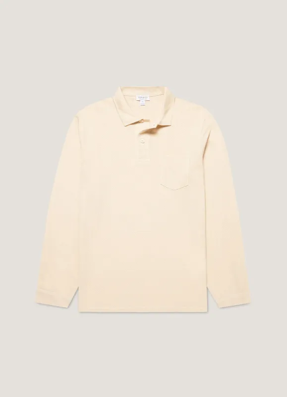 Men's Long Sleeve Riviera Polo Shirt in Undyed sold by Sunspel