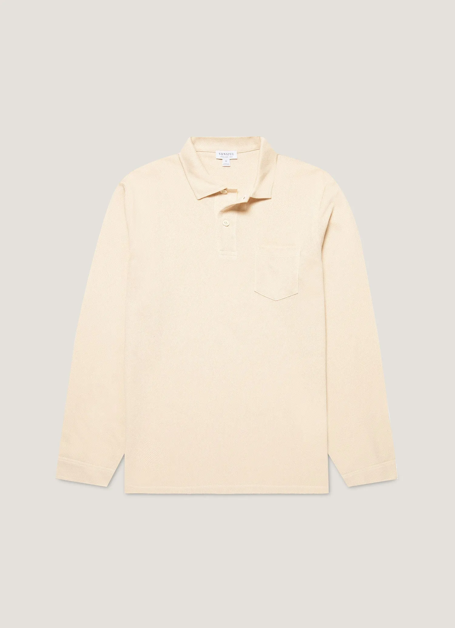 Men's Long Sleeve Riviera Polo Shirt in Undyed sold by Sunspel