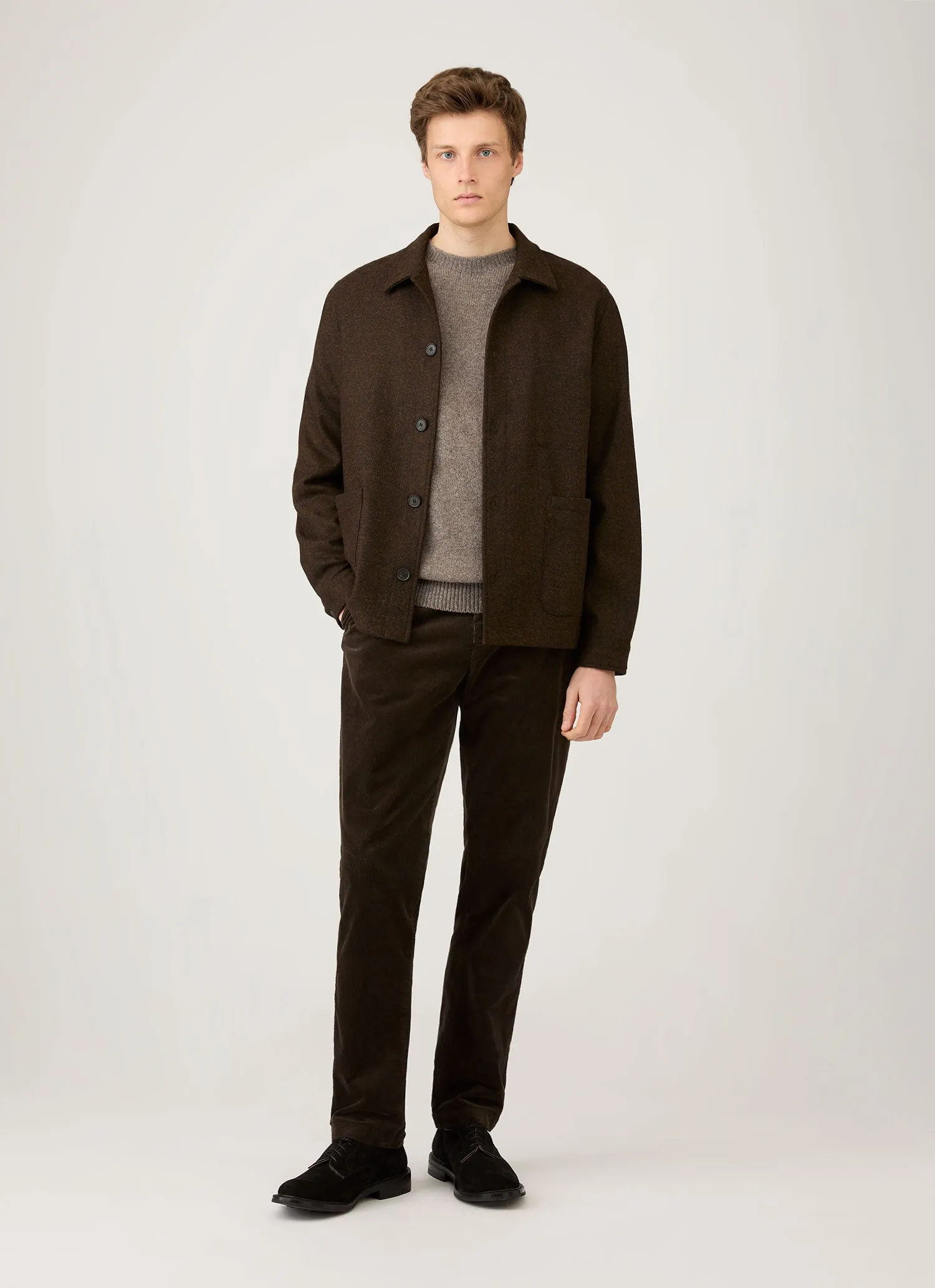 Men's Wool Twin Pocket Jacket in Truffle sold by Sunspel product image thumbnail 3