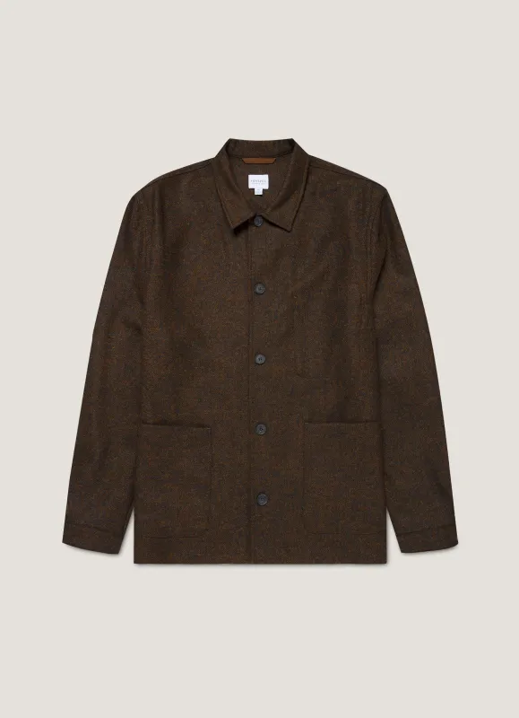 Men's Wool Twin Pocket Jacket in Truffle sold by Sunspel