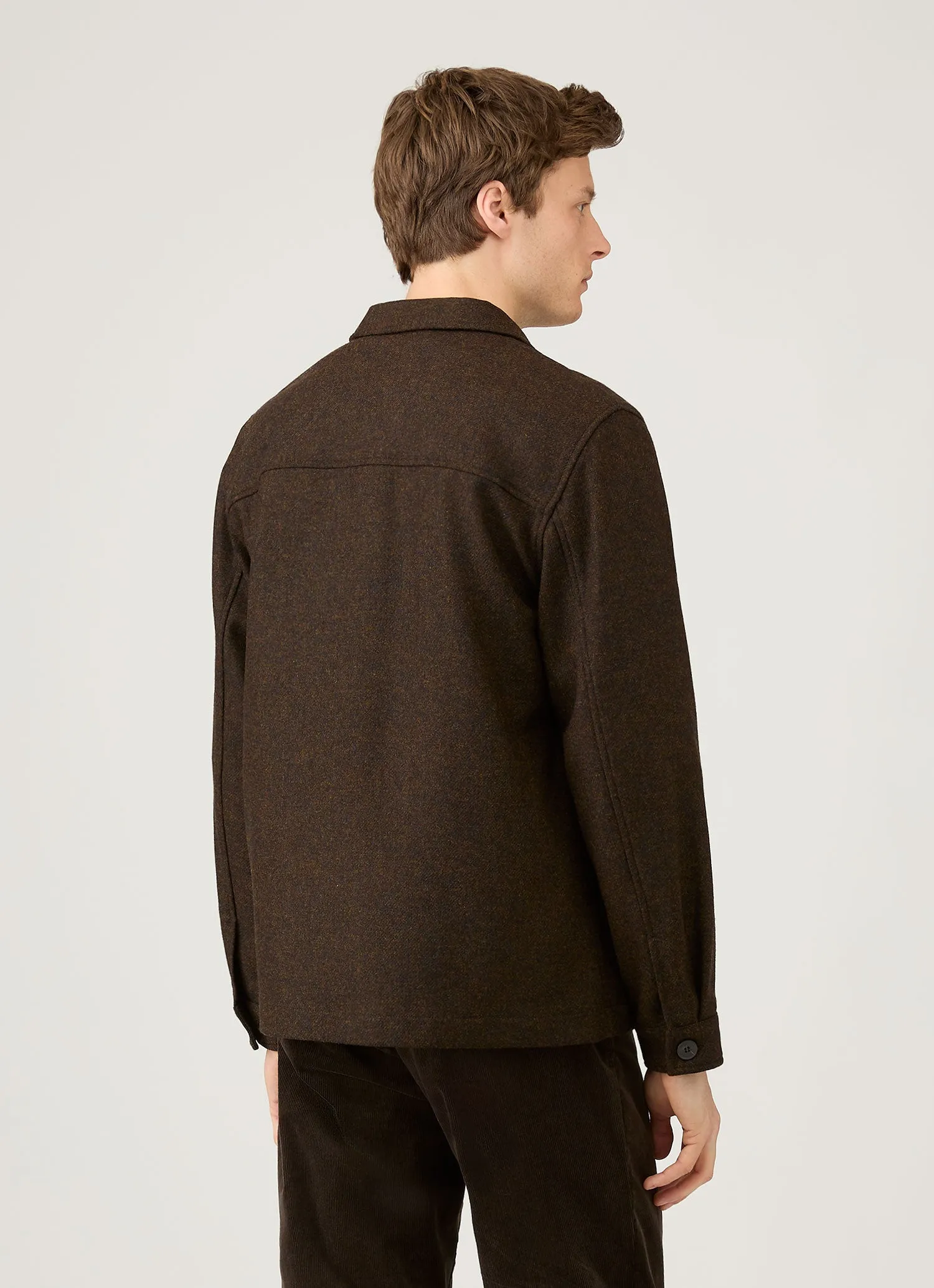 Men's Wool Twin Pocket Jacket in Truffle sold by Sunspel product image thumbnail 5