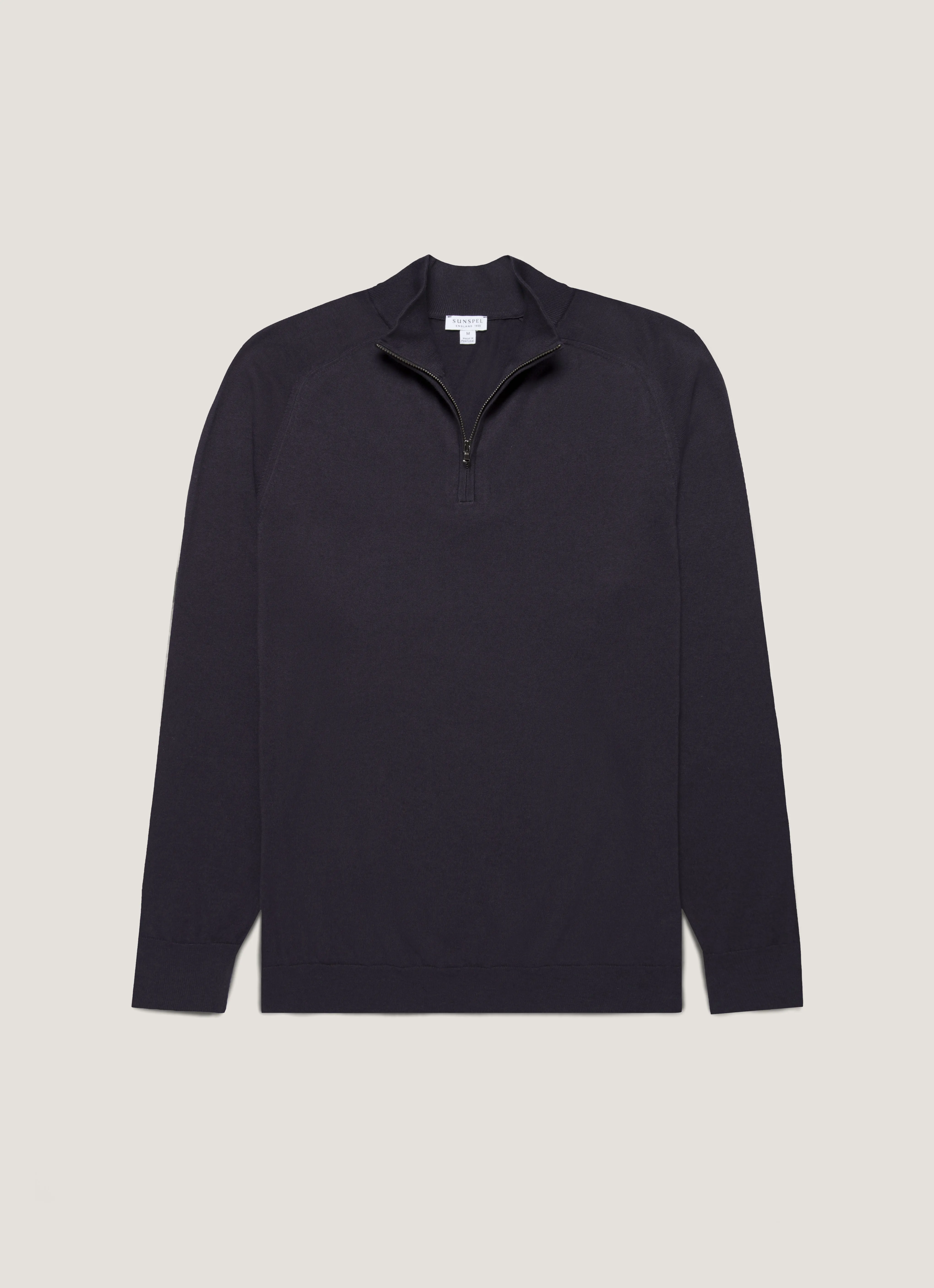 Men's Sea Island Cashmere Half Zip in Midnight Navy sold by Sunspel