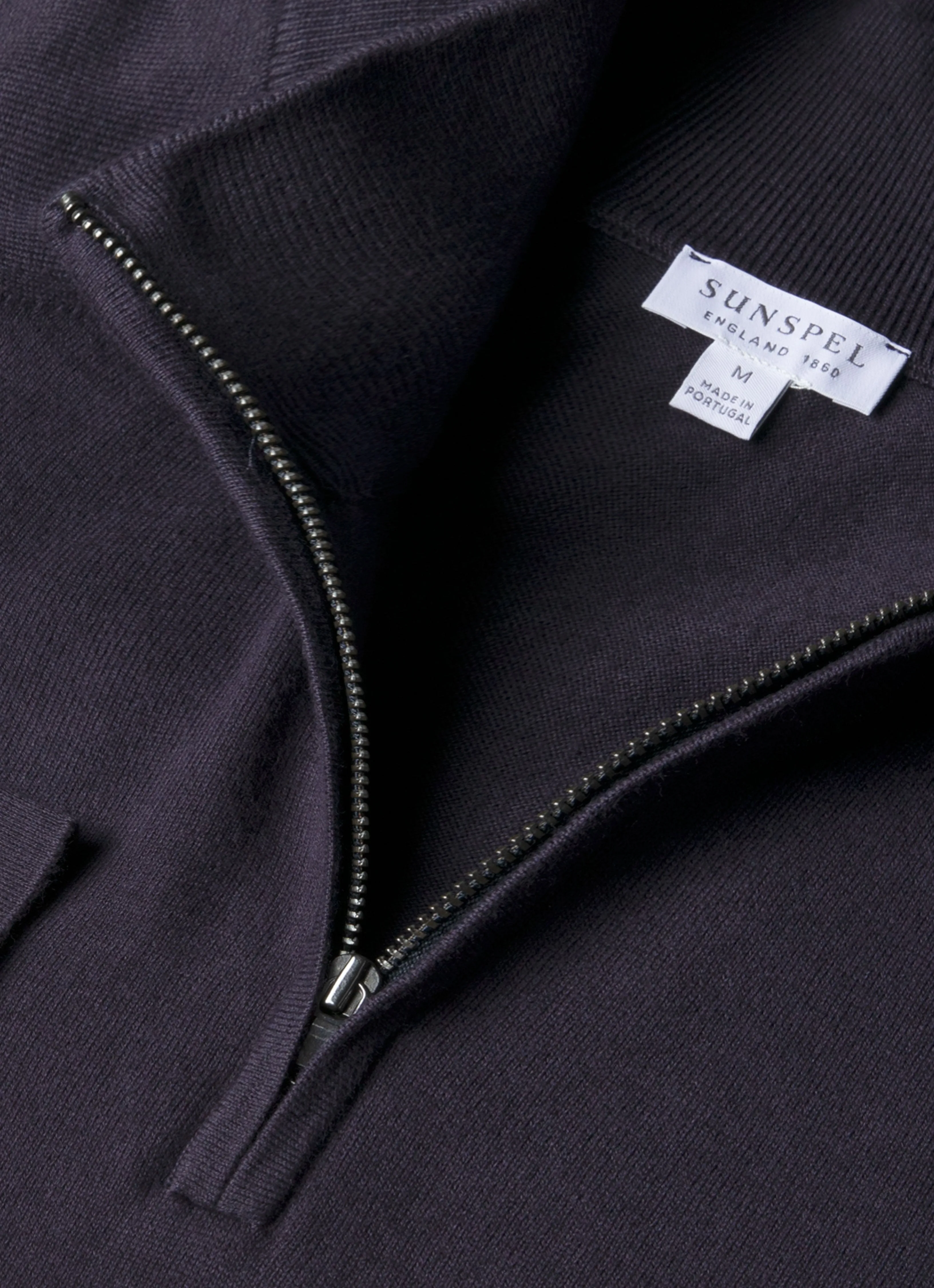 Men's Sea Island Cashmere Half Zip in Midnight Navy sold by Sunspel product image thumbnail 4
