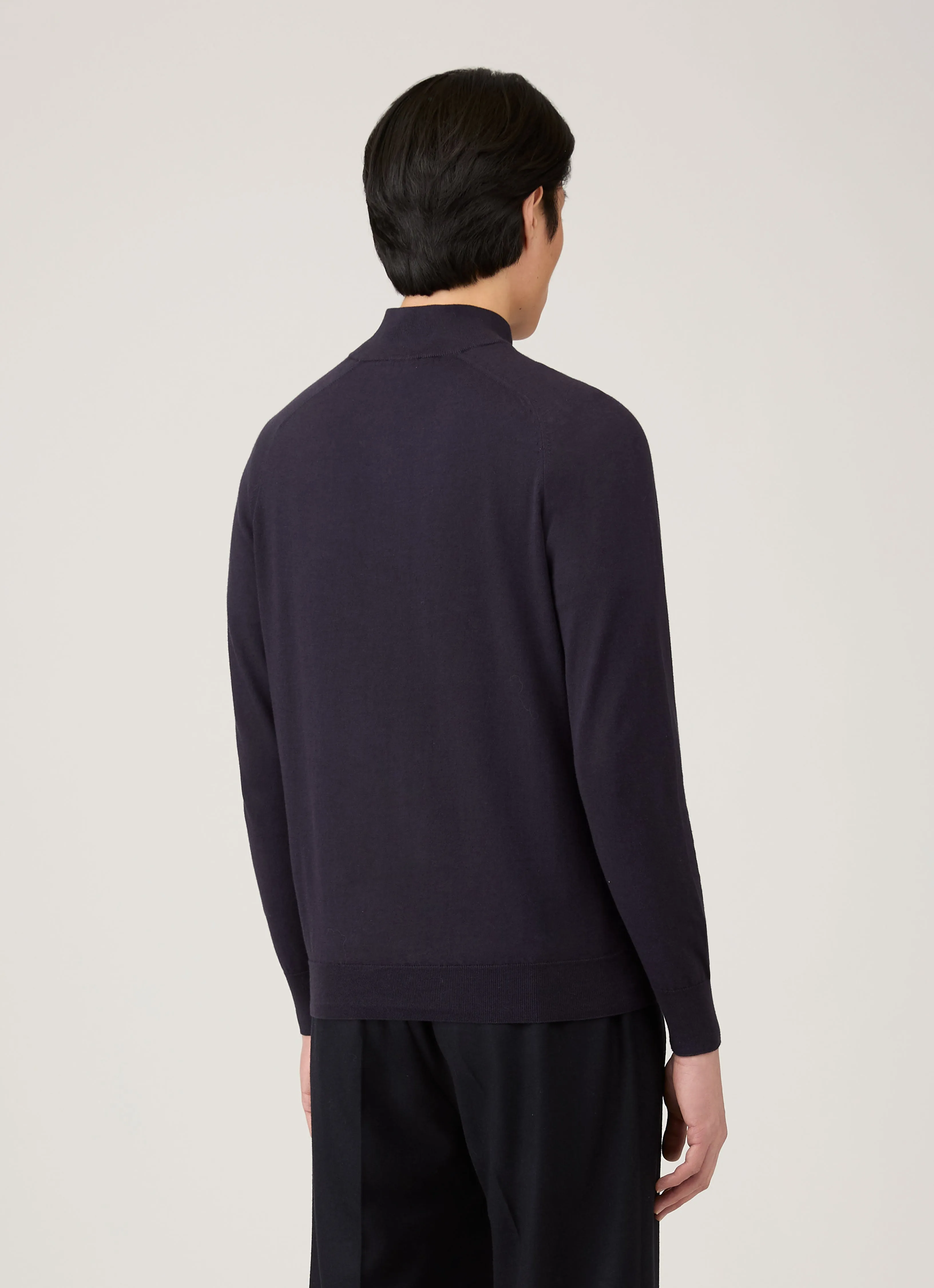 Men's Sea Island Cashmere Half Zip in Midnight Navy sold by Sunspel product image thumbnail 5