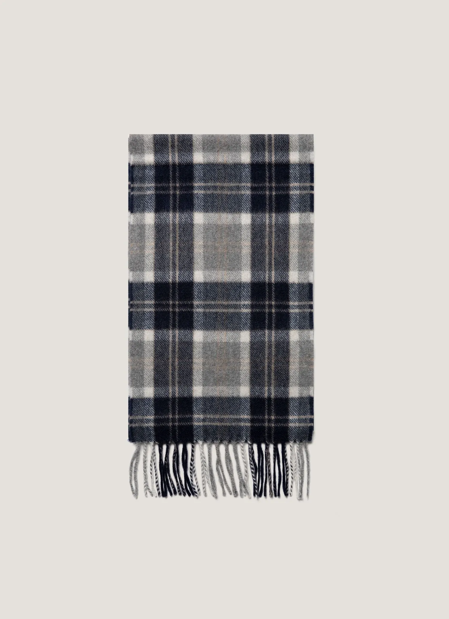 Cashmere Scarf in Navy Check sold by Sunspel