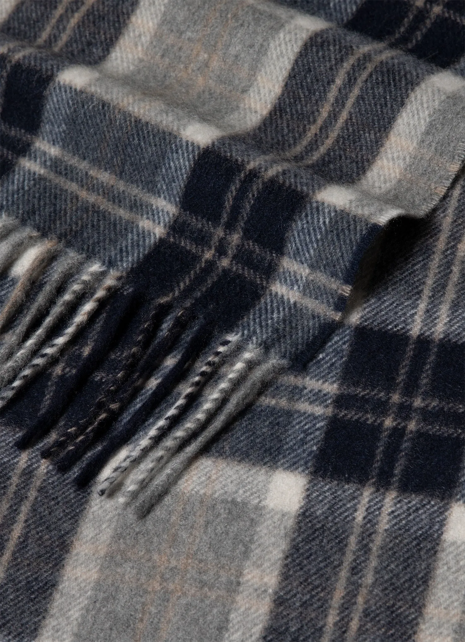 Cashmere Scarf in Navy Check sold by Sunspel product image thumbnail 2