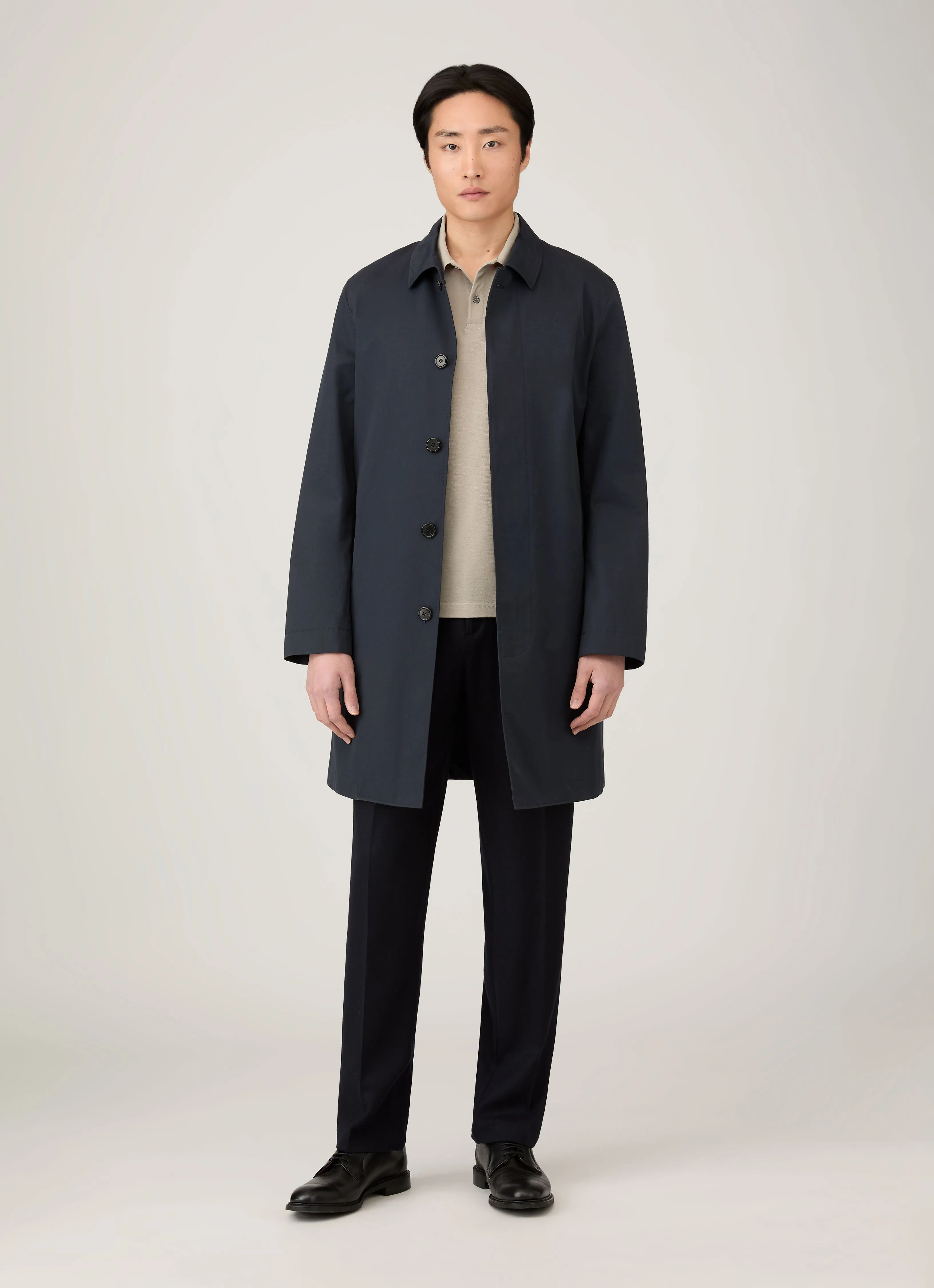 Men's Long Sleeve Piqué Polo Shirt in Fog sold by Sunspel product image thumbnail 3