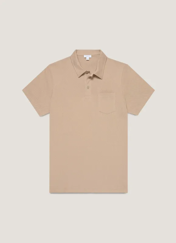 Men's Riviera Polo Shirt in Mink sold by Sunspel