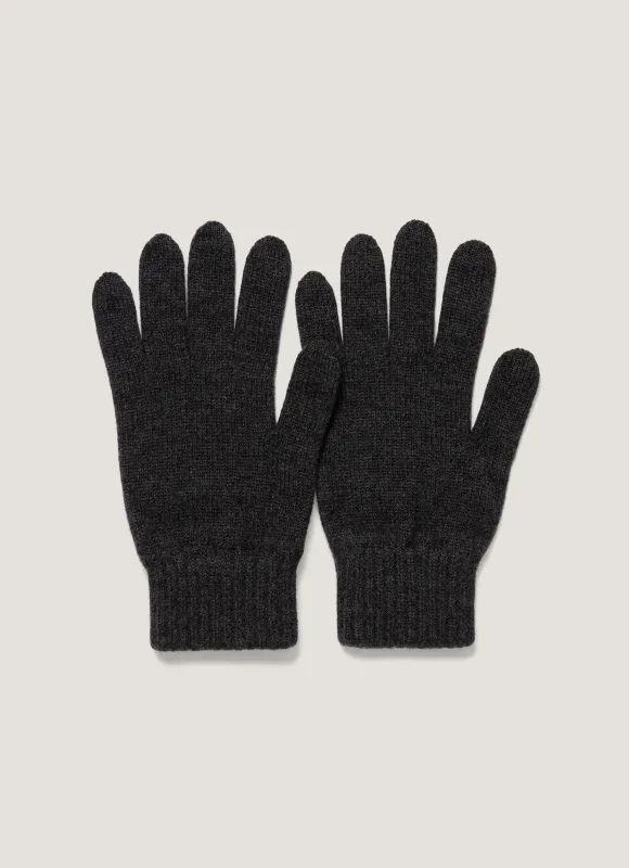 Cashmere Gloves in Charcoal Melange sold by Sunspel