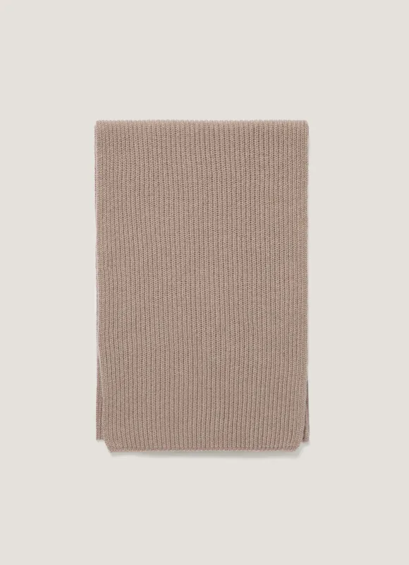 Cashmere Ribbed Scarf in Mink sold by Sunspel