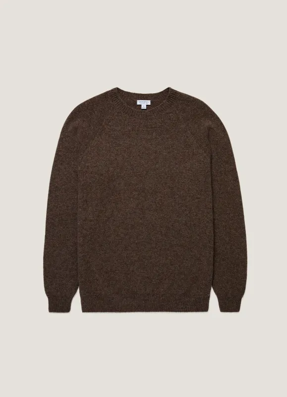Men's Shetland Crew Neck Jumper in Bark sold by Sunspel