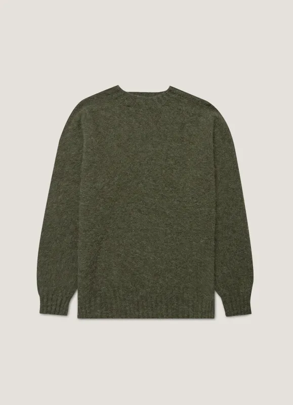 Men's Shetland Crew Neck Jumper in Sea Moss sold by Sunspel