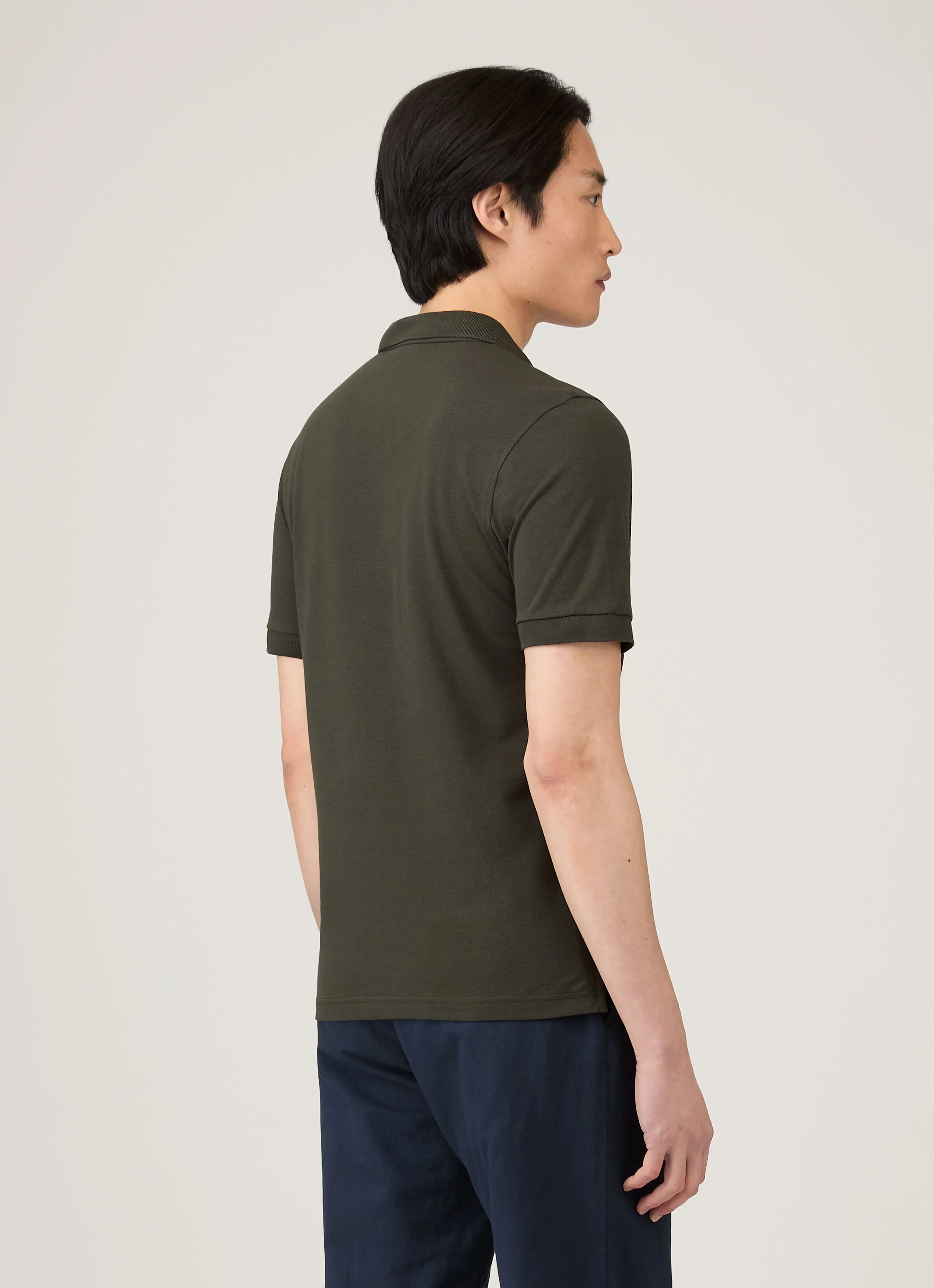 Men's Piqué Polo Shirt in Dark Green sold by Sunspel product image thumbnail 5