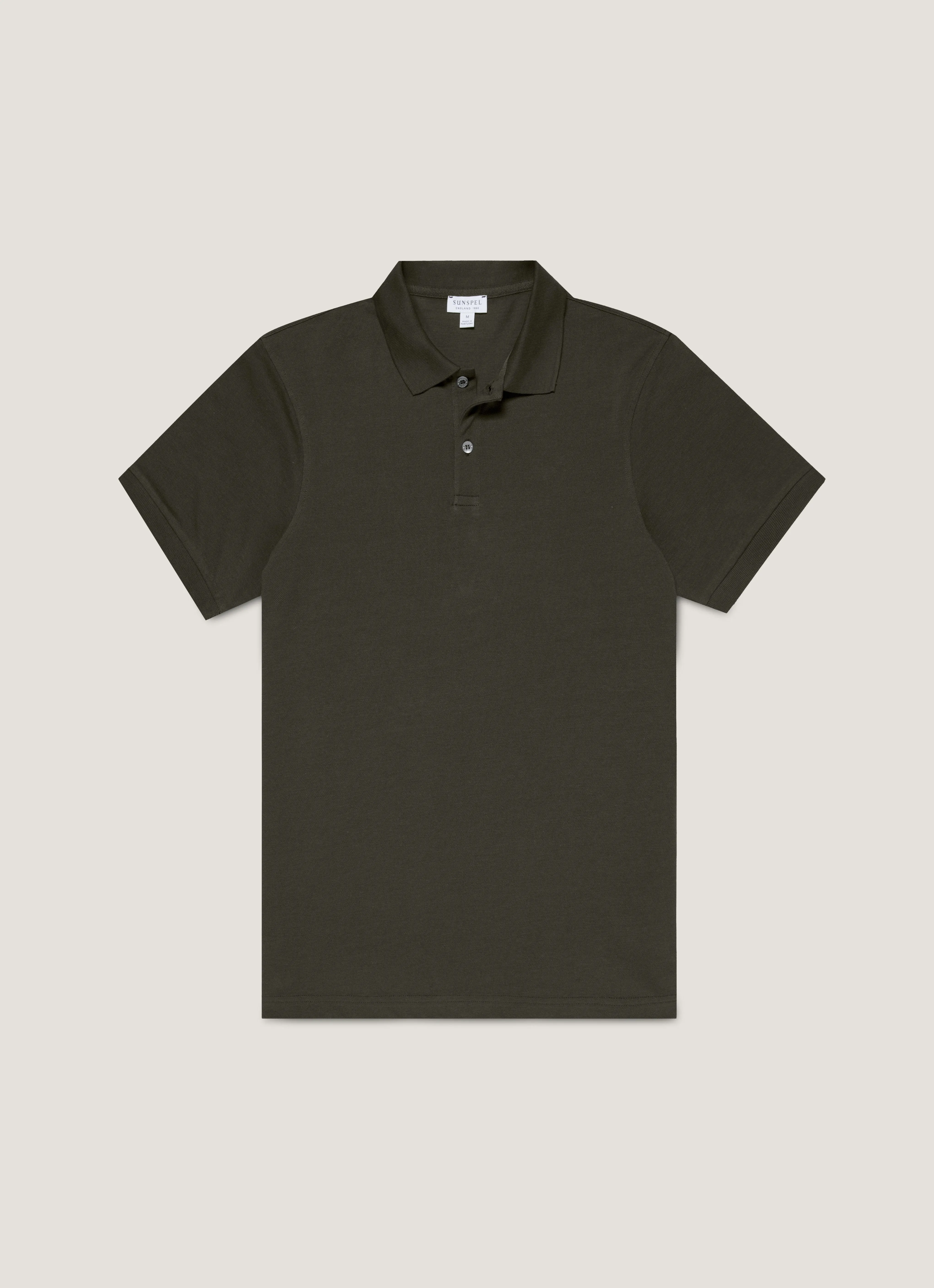 Men's Piqué Polo Shirt in Dark Green sold by Sunspel