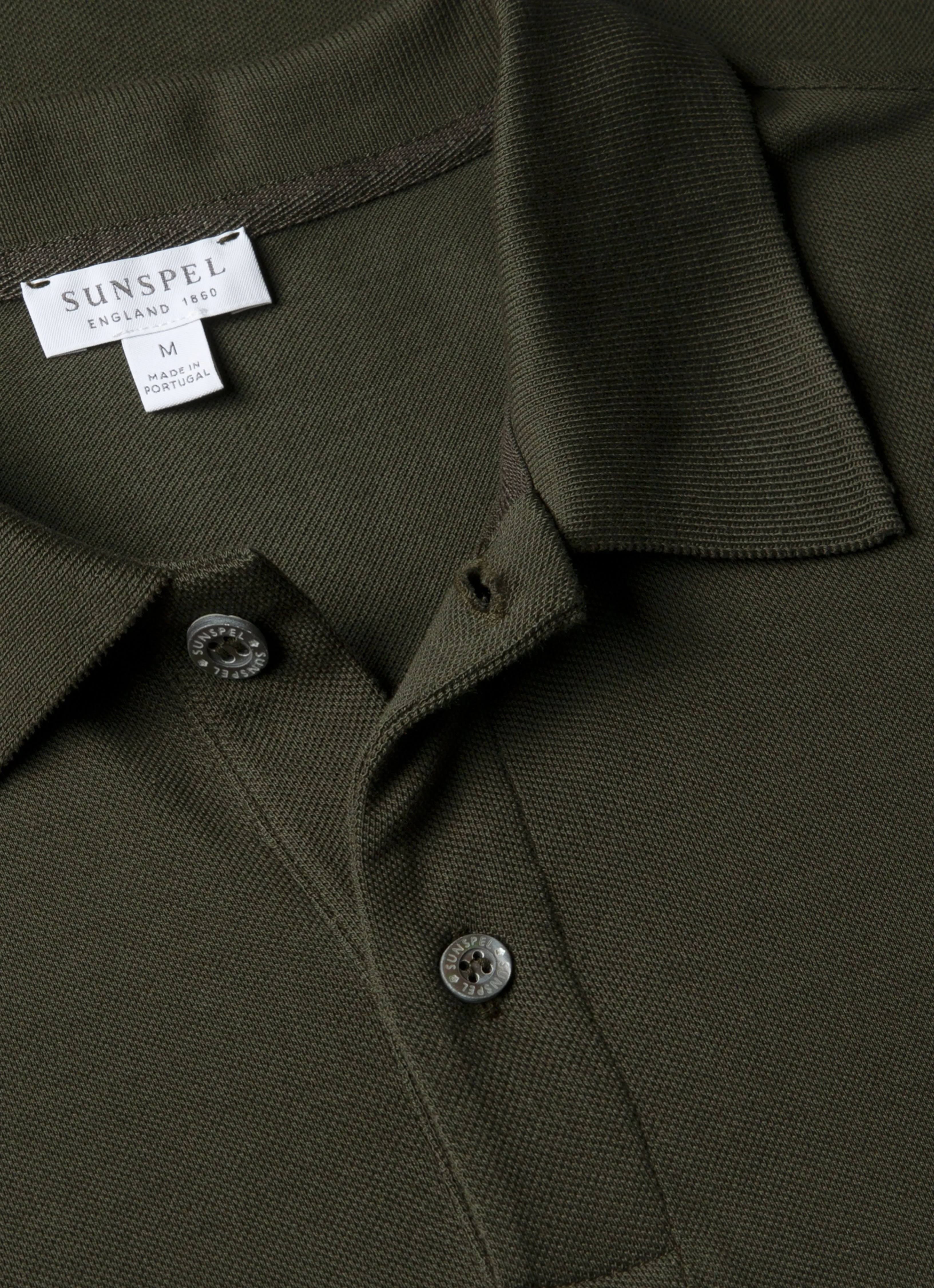 Men's Piqué Polo Shirt in Dark Green sold by Sunspel product image thumbnail 4