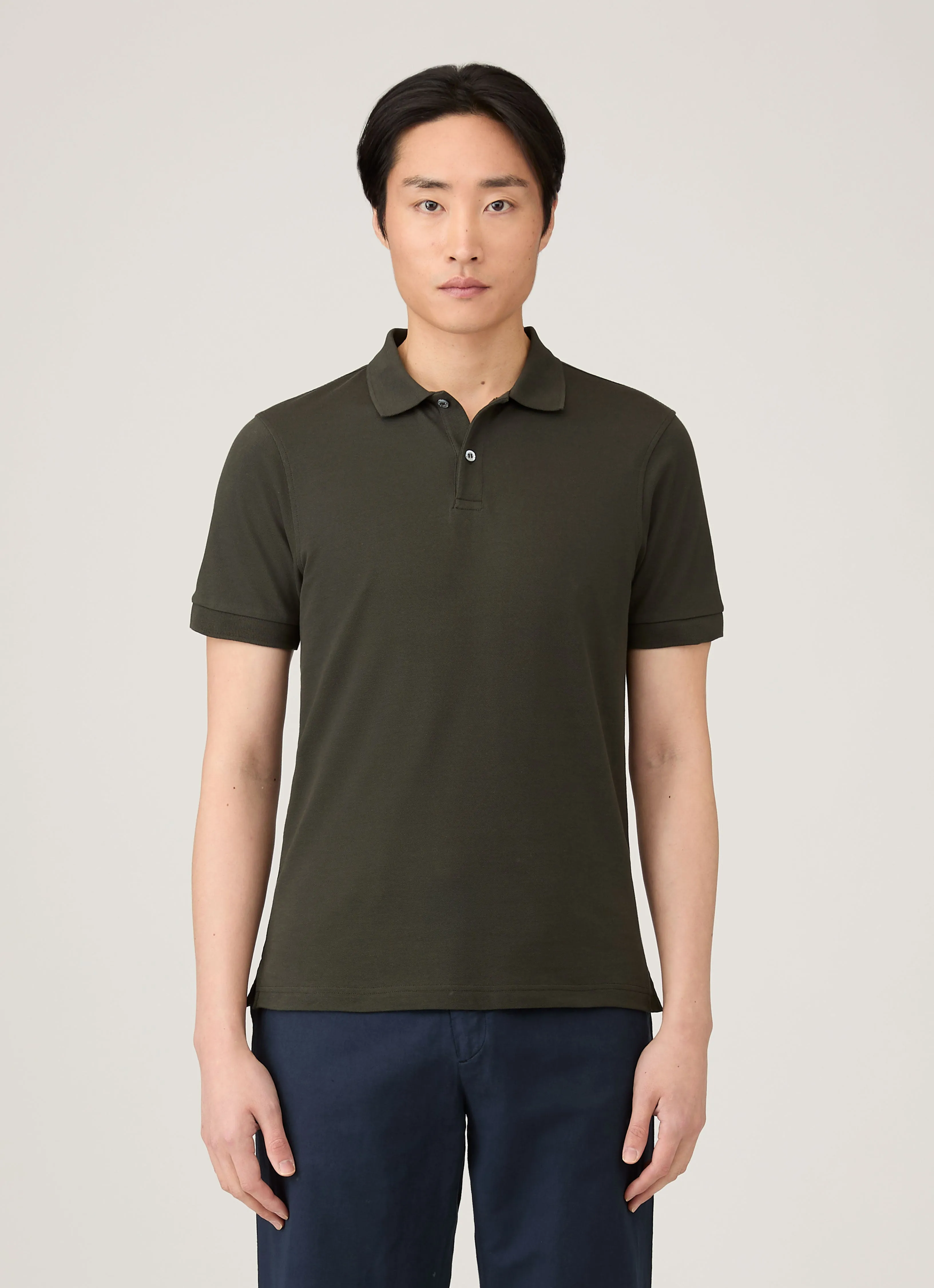 Men's Piqué Polo Shirt in Dark Green sold by Sunspel product image thumbnail 2