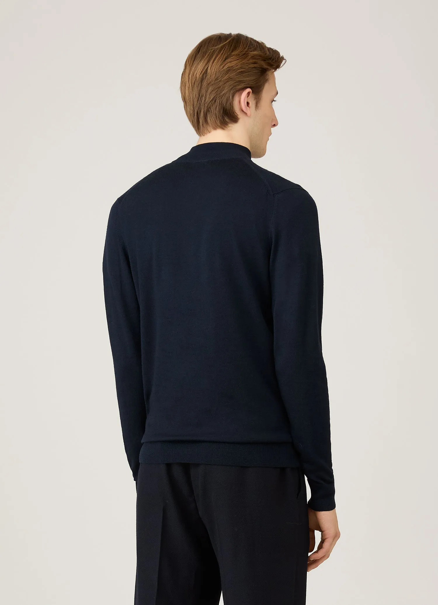 Men's Extra-Fine Merino Zip Neck in Navy sold by Sunspel product image thumbnail 5