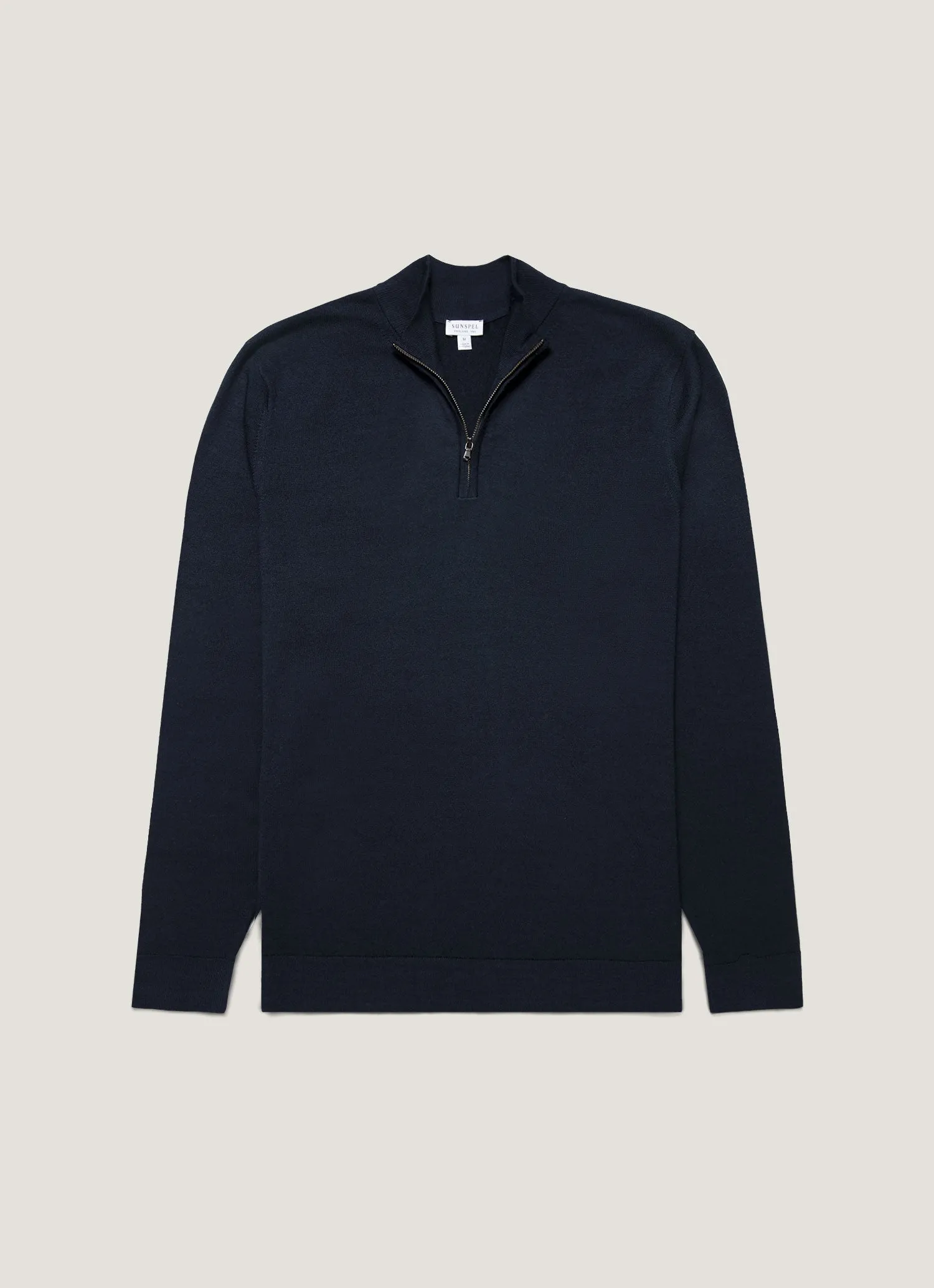 Men's Extra-Fine Merino Zip Neck in Navy sold by Sunspel