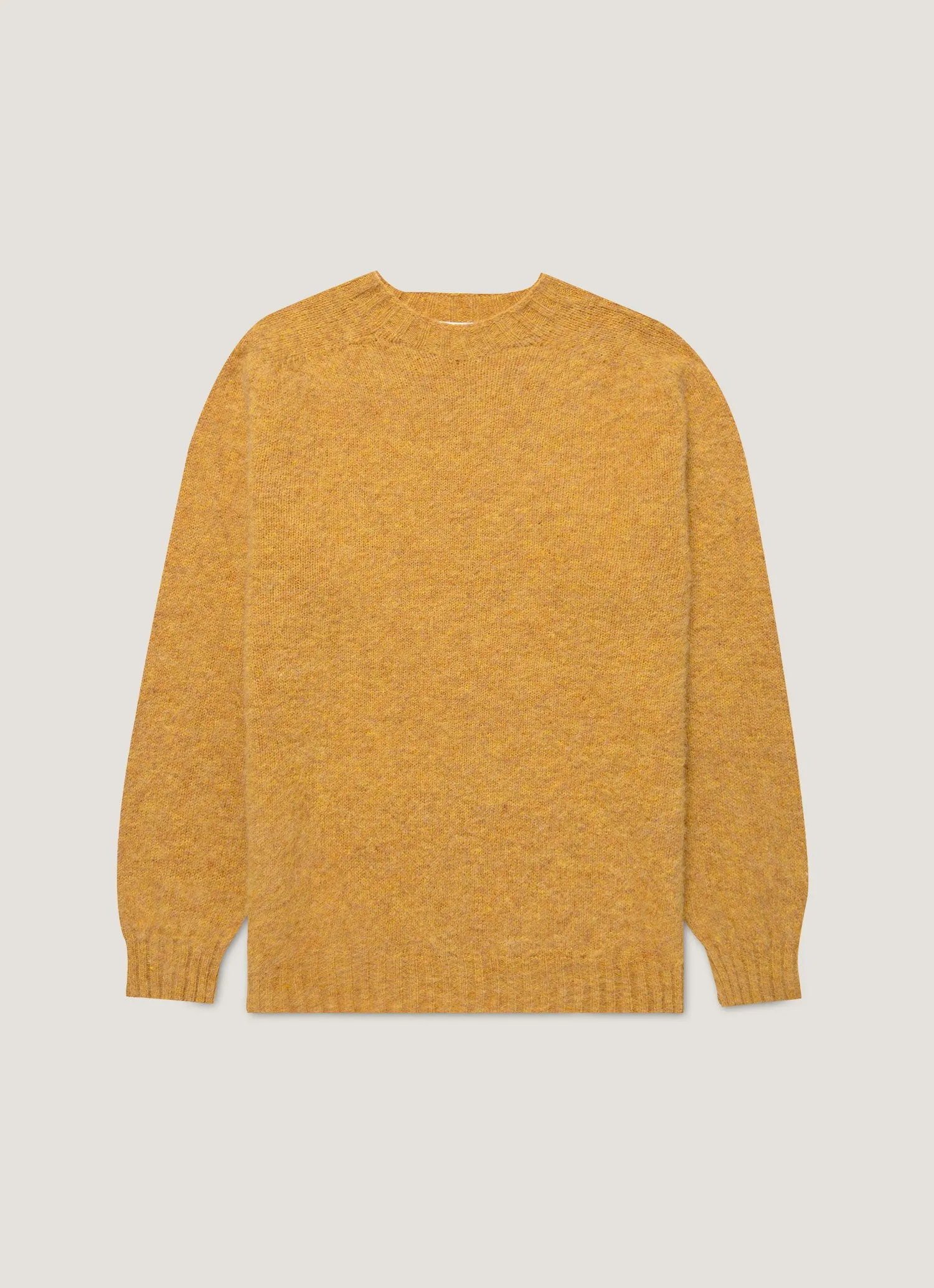 Men's Shetland Crew Neck Jumper in Saffron sold by Sunspel