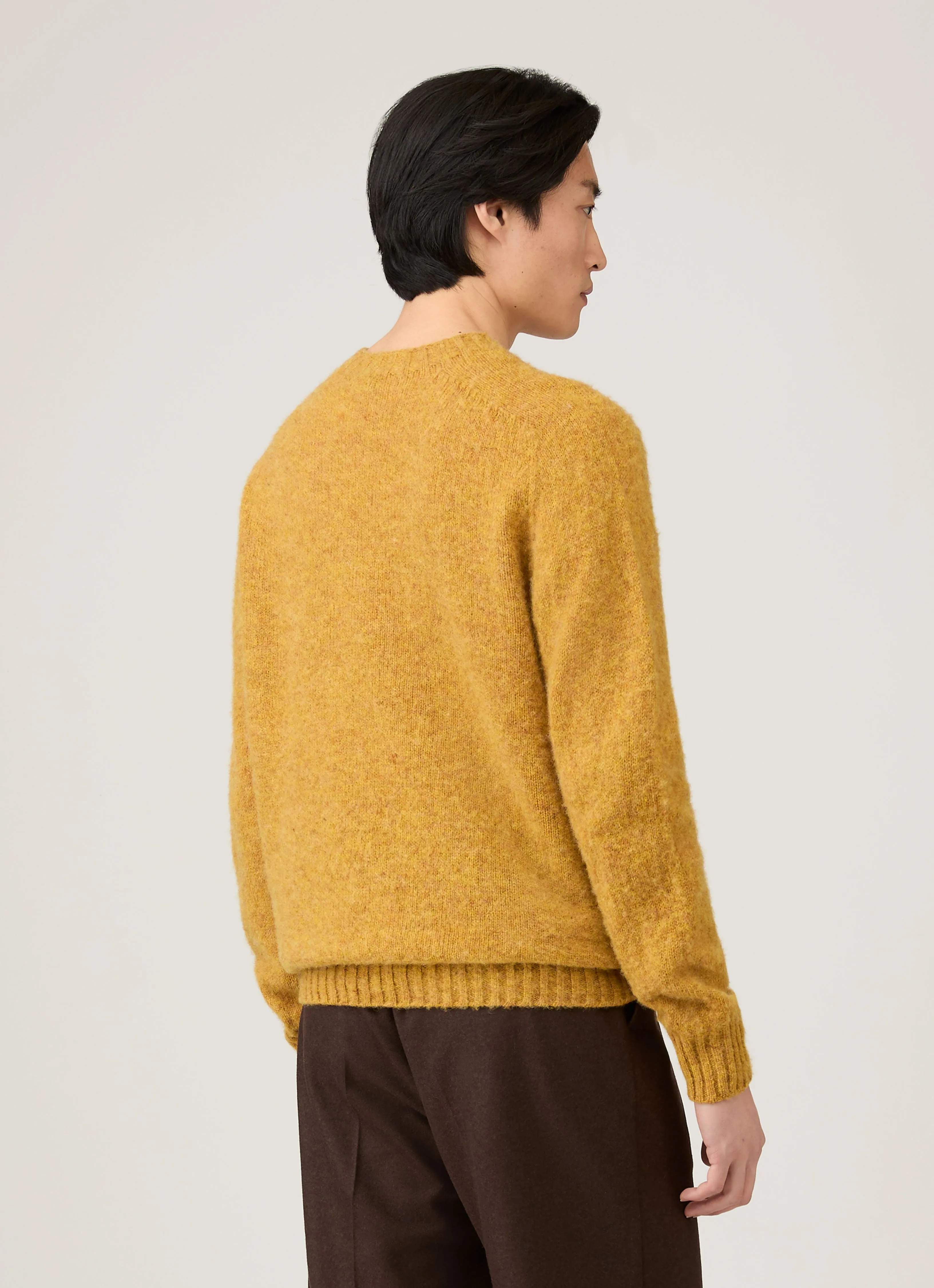 Men's Shetland Crew Neck Jumper in Saffron sold by Sunspel product image thumbnail 5