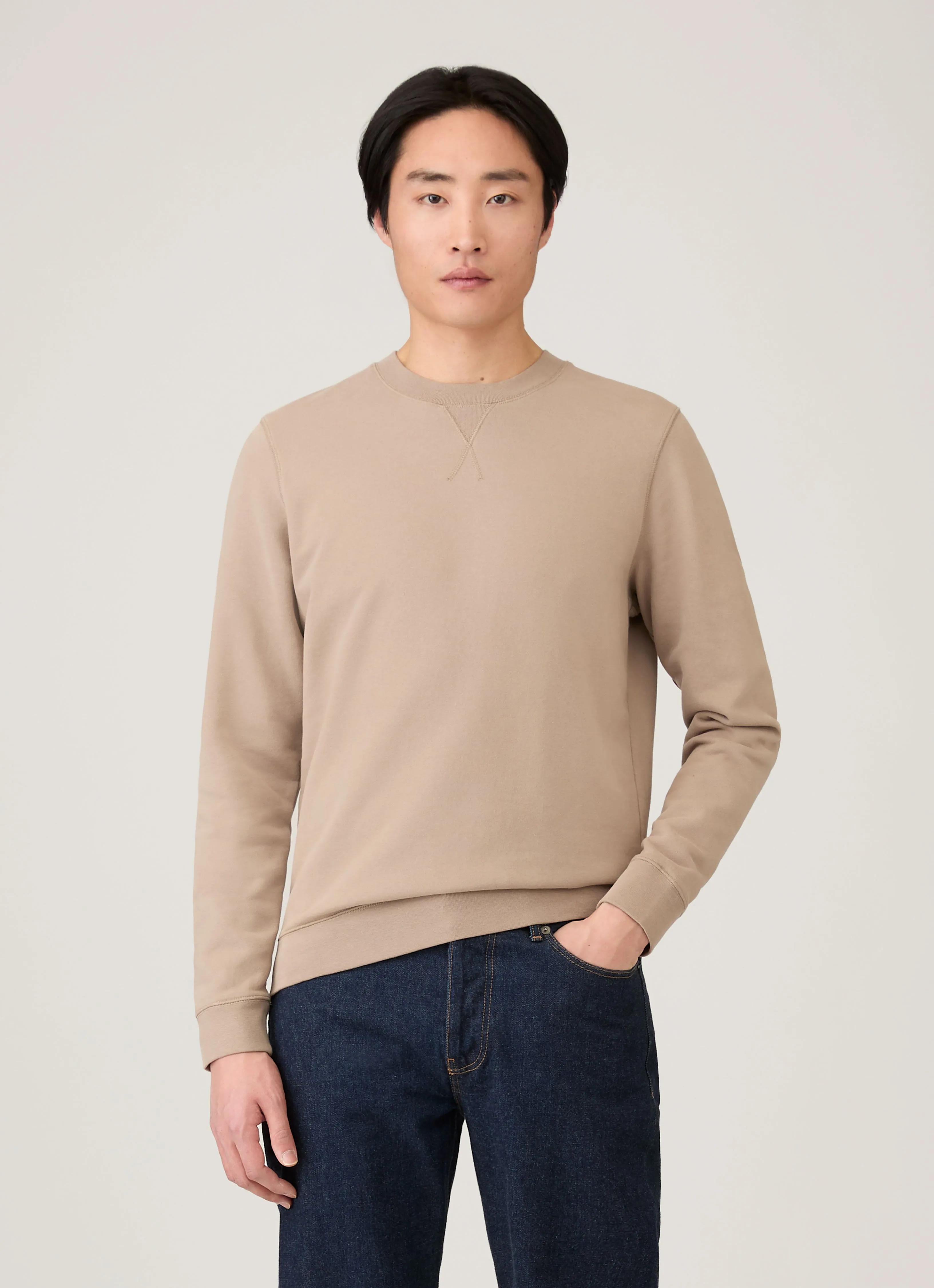 Men's Loopback Sweatshirt in Mink sold by Sunspel product image thumbnail 2