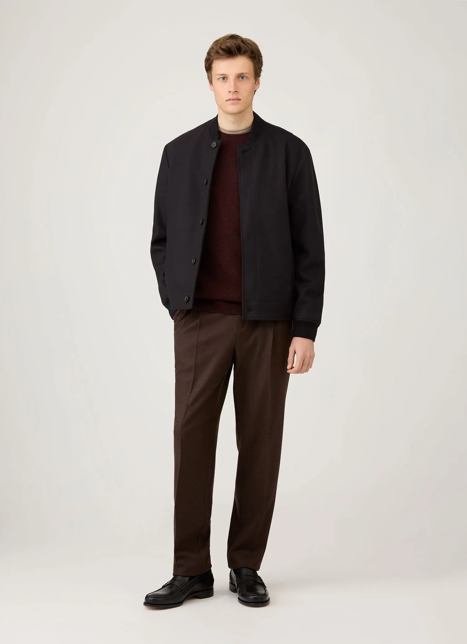 Men's Lambswool Crew Neck Jumper in Bakelite Twist sold by Sunspel product image thumbnail 3