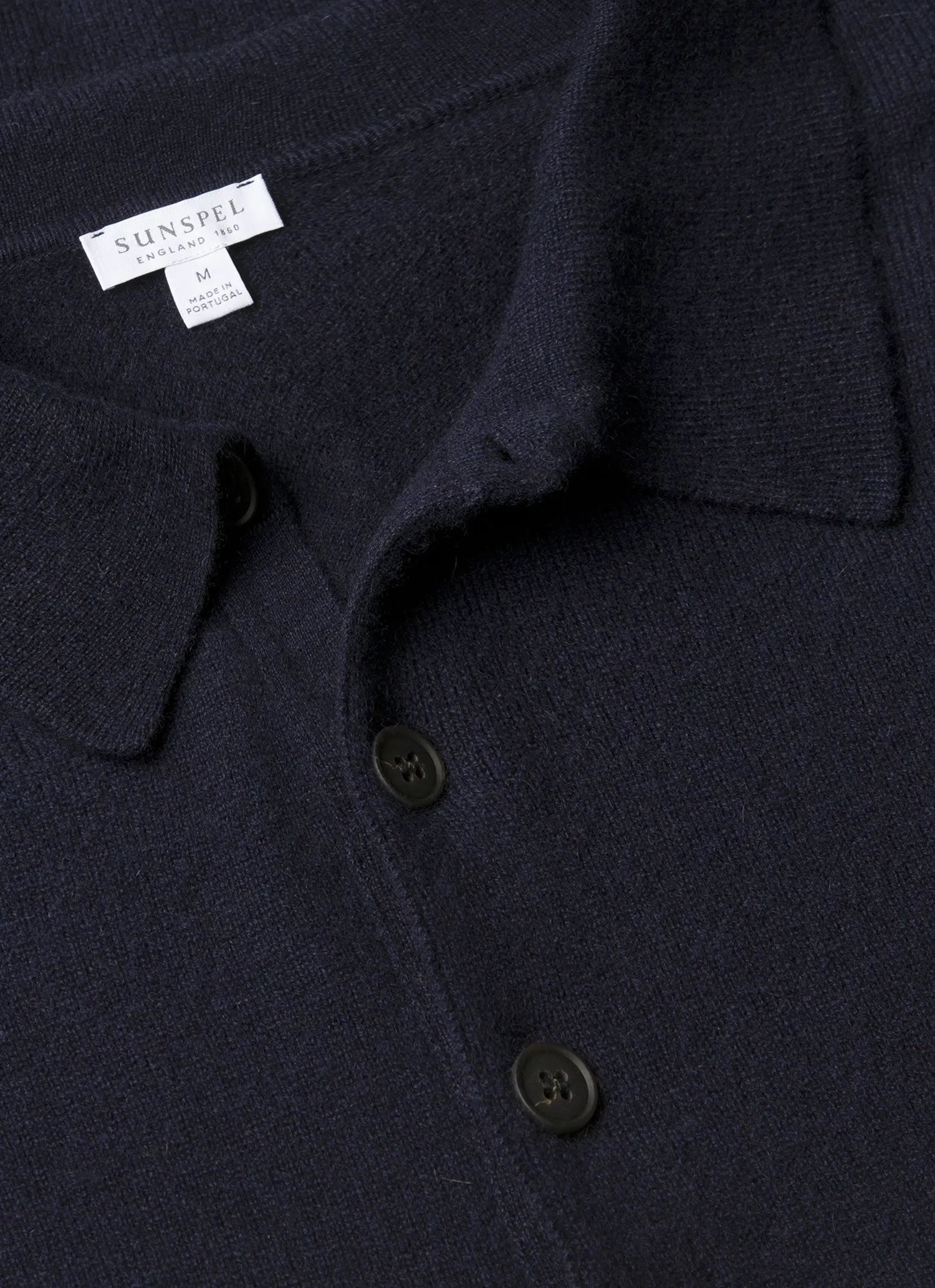 Men's Cashmere Knitted Polo Shirt in Navy sold by Sunspel product image thumbnail 4