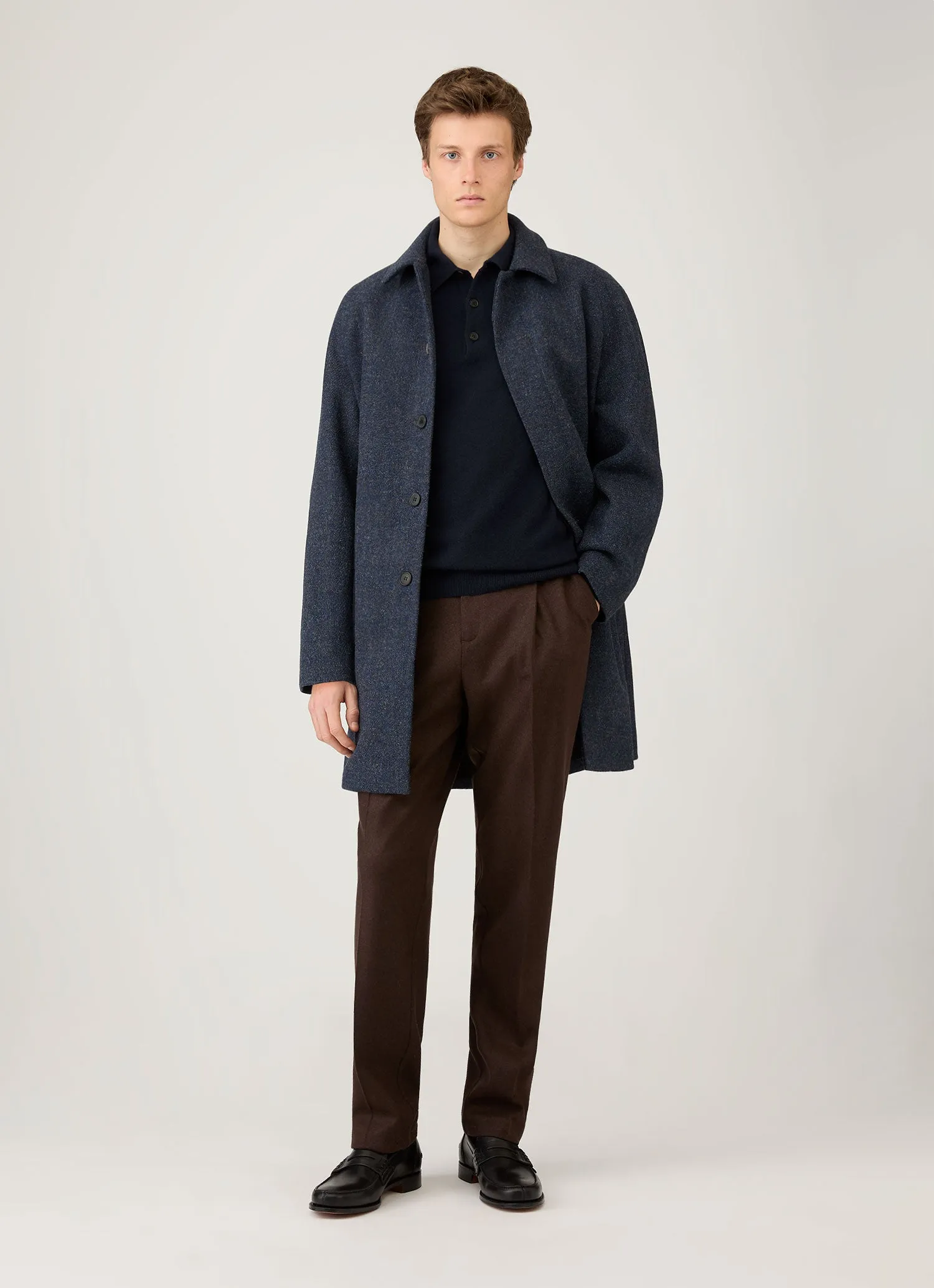 Men's Cashmere Knitted Polo Shirt in Navy sold by Sunspel product image thumbnail 3