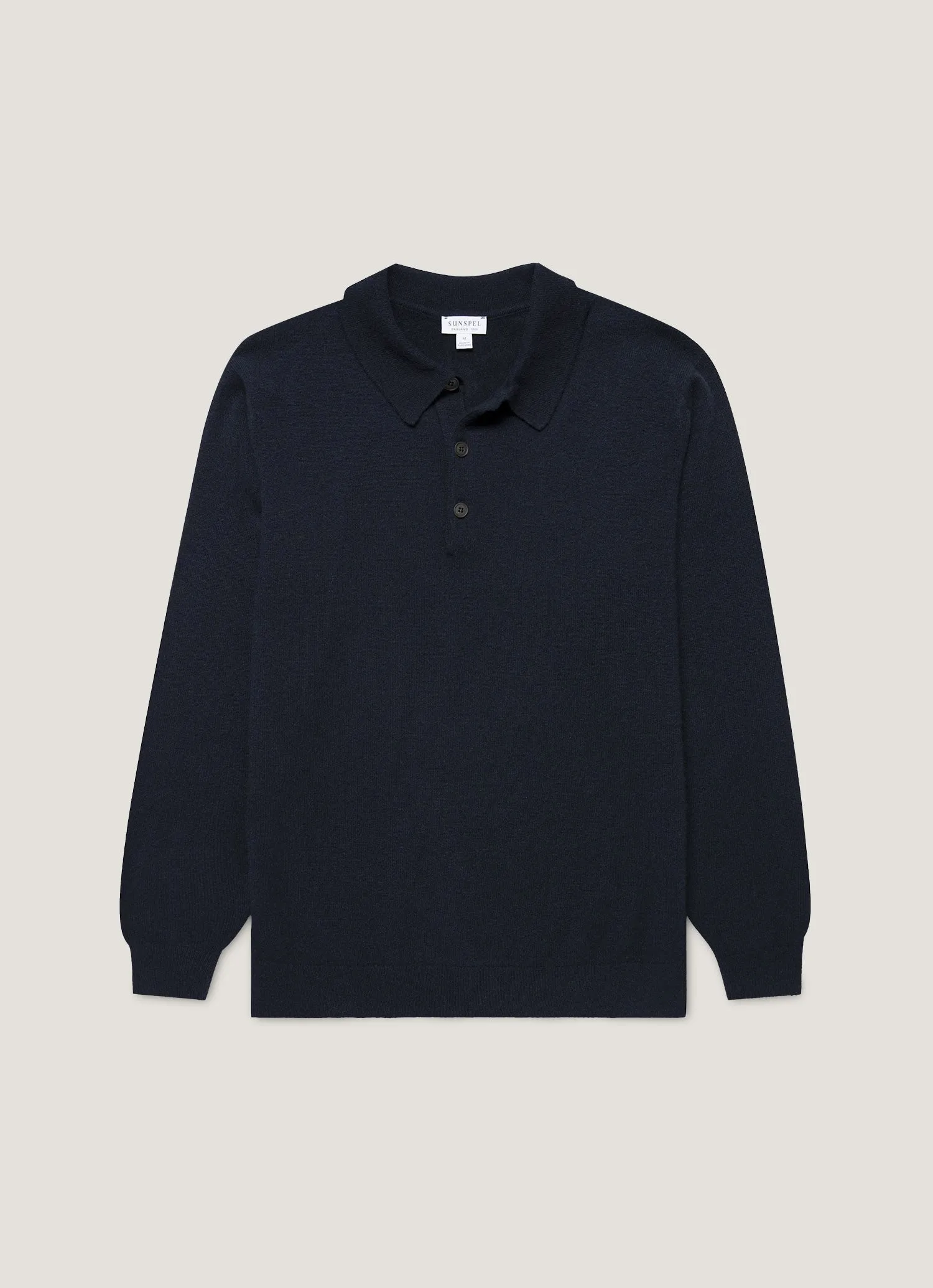Men's Cashmere Knitted Polo Shirt in Navy sold by Sunspel