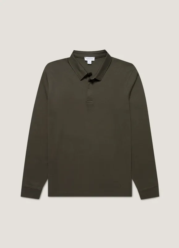 Men's Heavyweight Rugby Polo Shirt in Dark Green sold by Sunspel