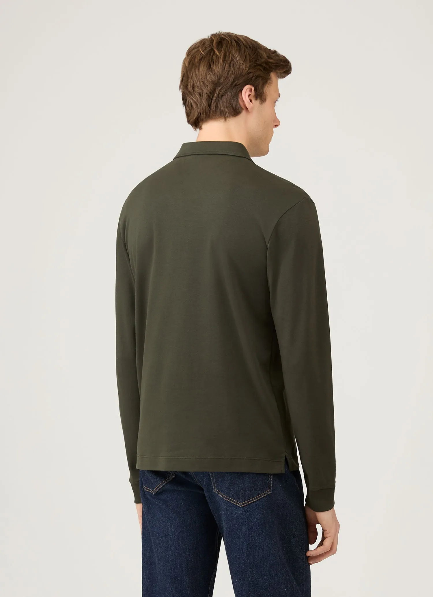 Men's Heavyweight Rugby Polo Shirt in Dark Green sold by Sunspel product image thumbnail 5