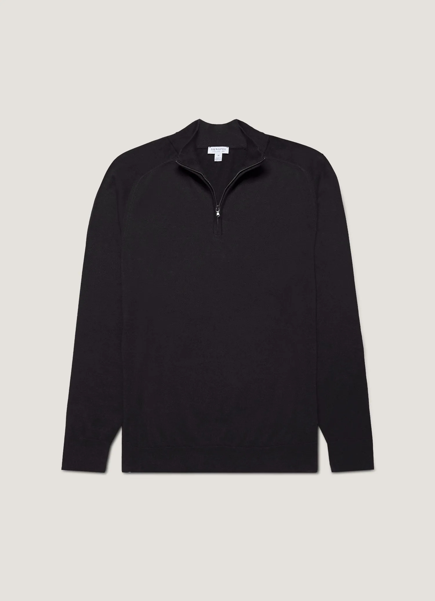 Men's Sea Island Cashmere Half Zip in Black sold by Sunspel
