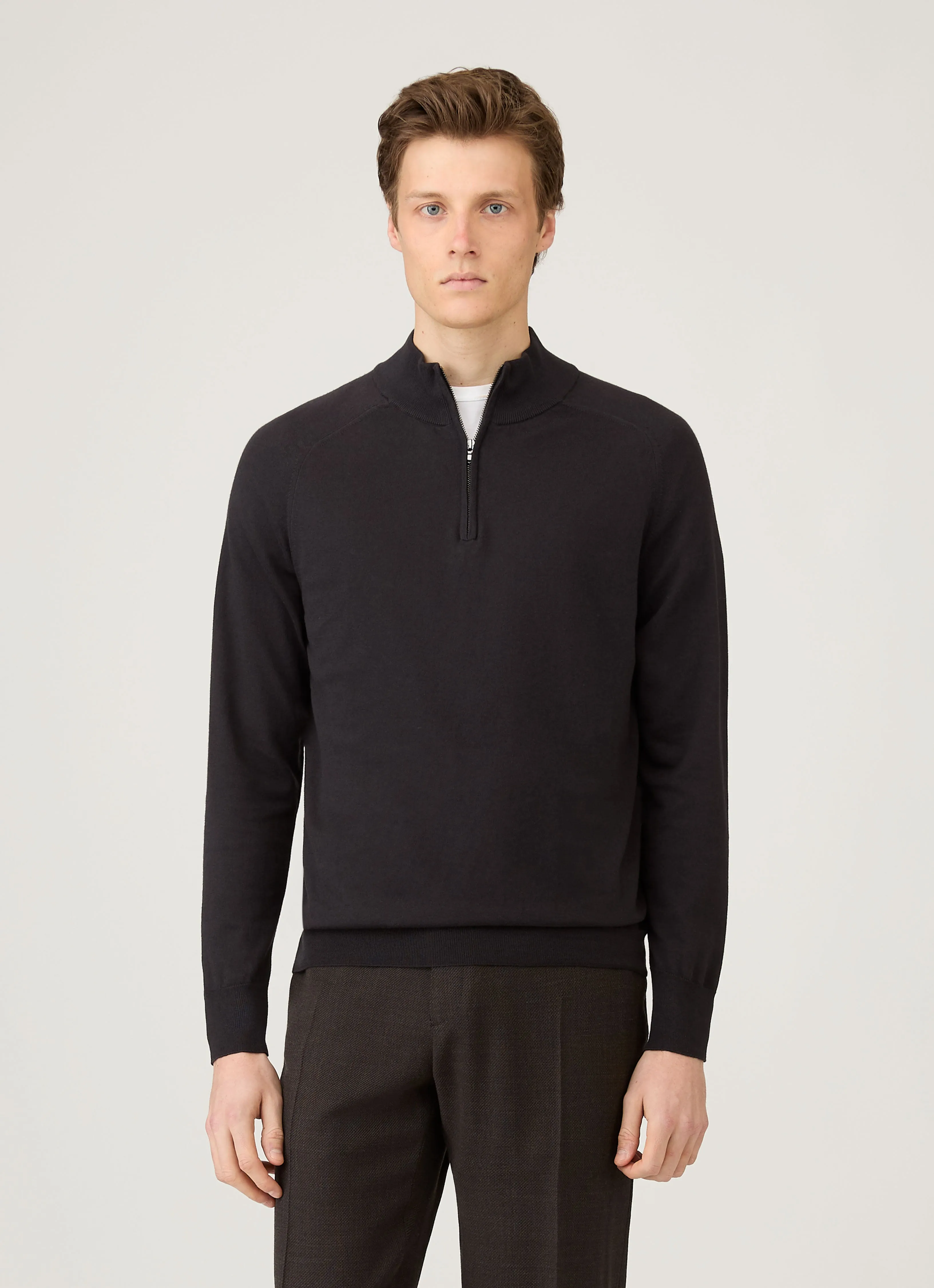 Men's Sea Island Cashmere Half Zip in Black sold by Sunspel product image thumbnail 2