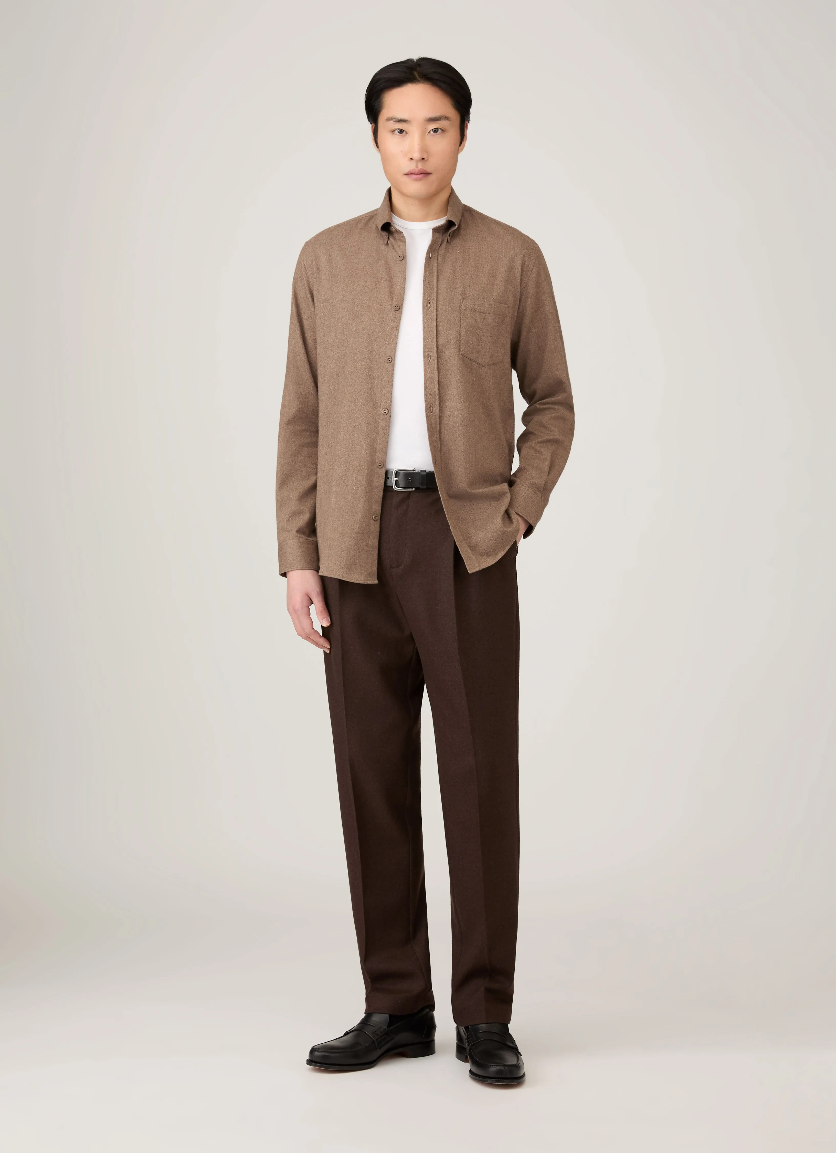 Men's Button Down Flannel Shirt in Cedar sold by Sunspel product image thumbnail 2