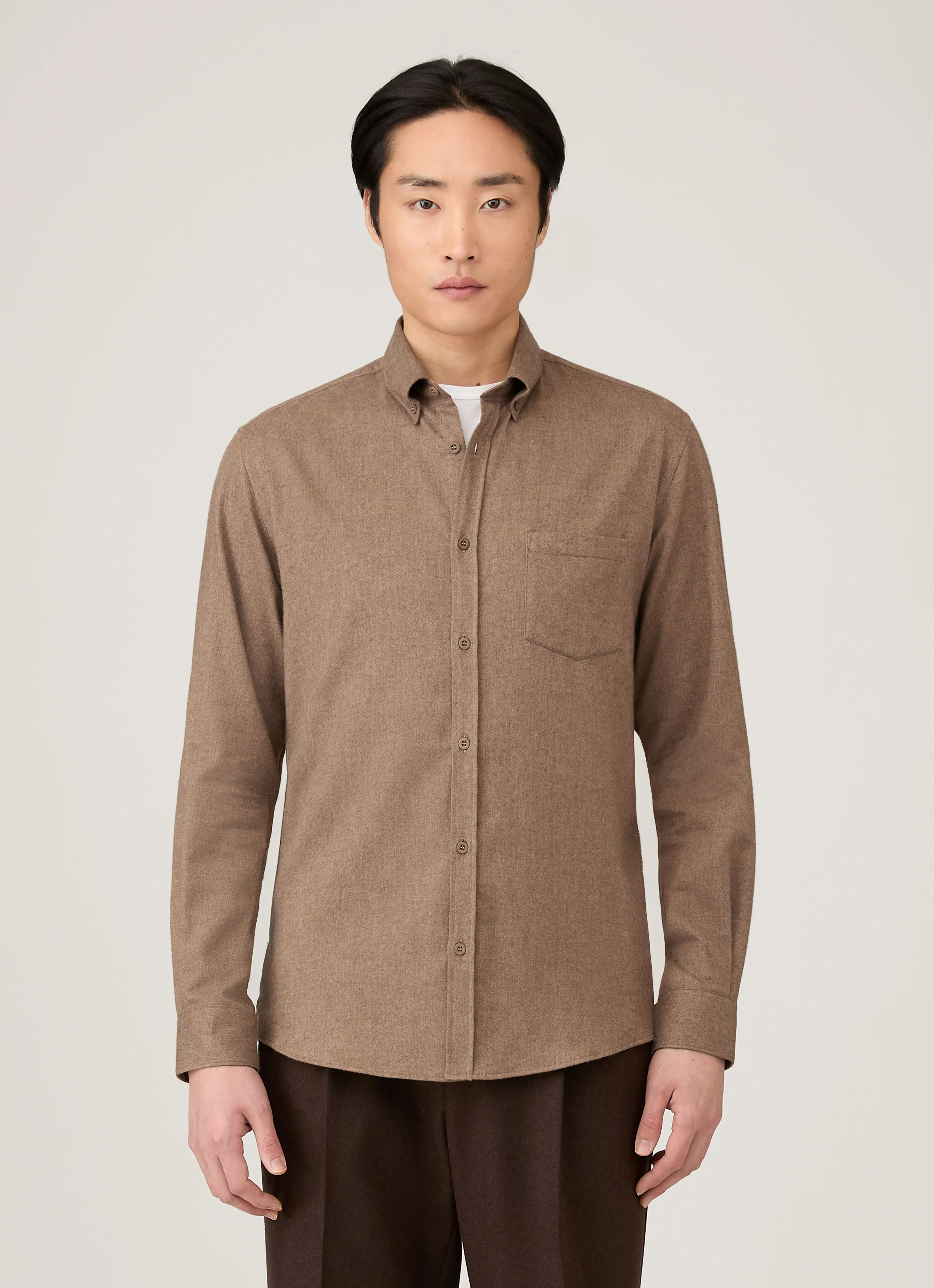 Men's Button Down Flannel Shirt in Cedar sold by Sunspel product image thumbnail 3
