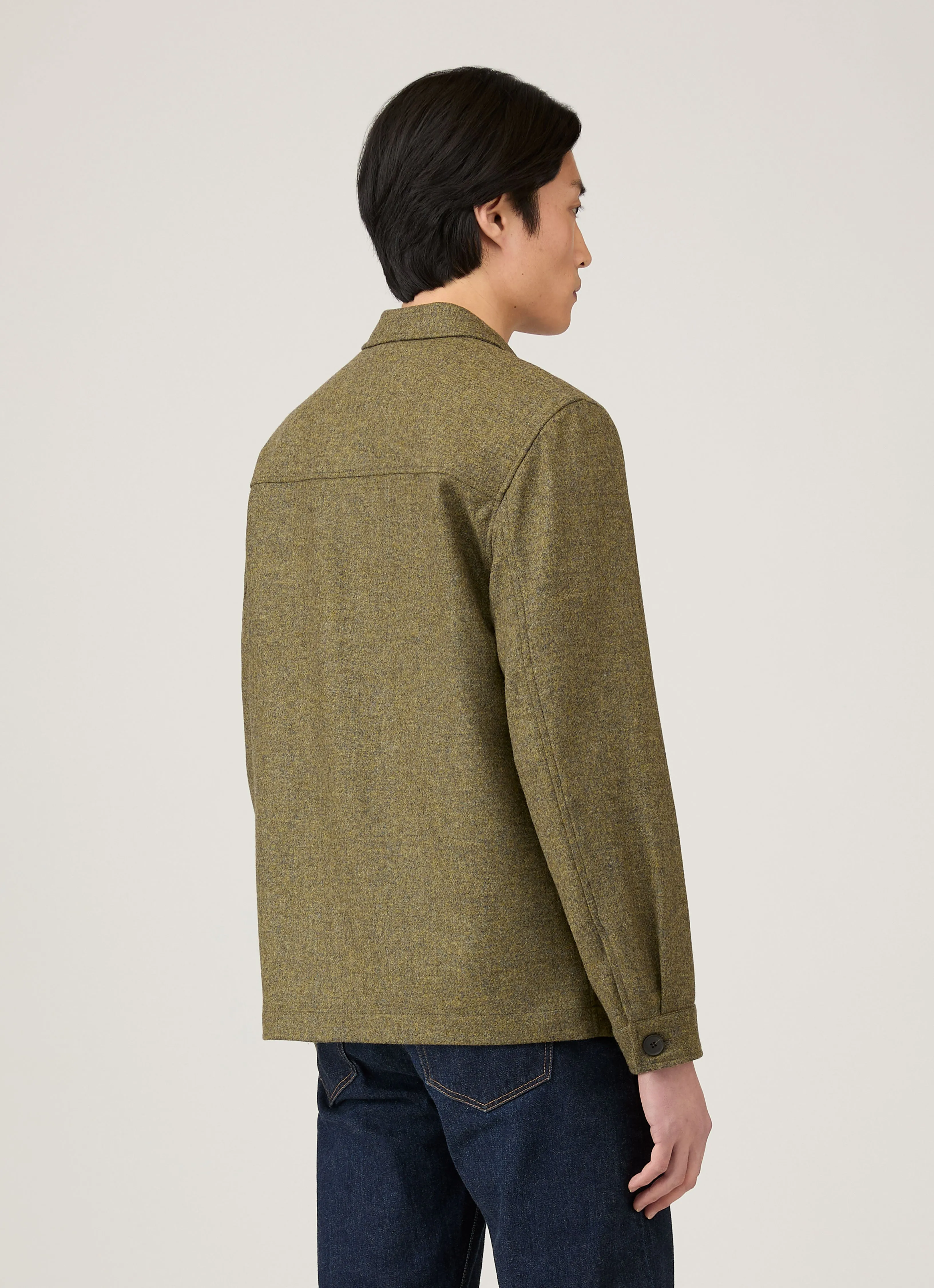 Men's Wool Twin Pocket Jacket in Sea Moss sold by Sunspel product image thumbnail 5