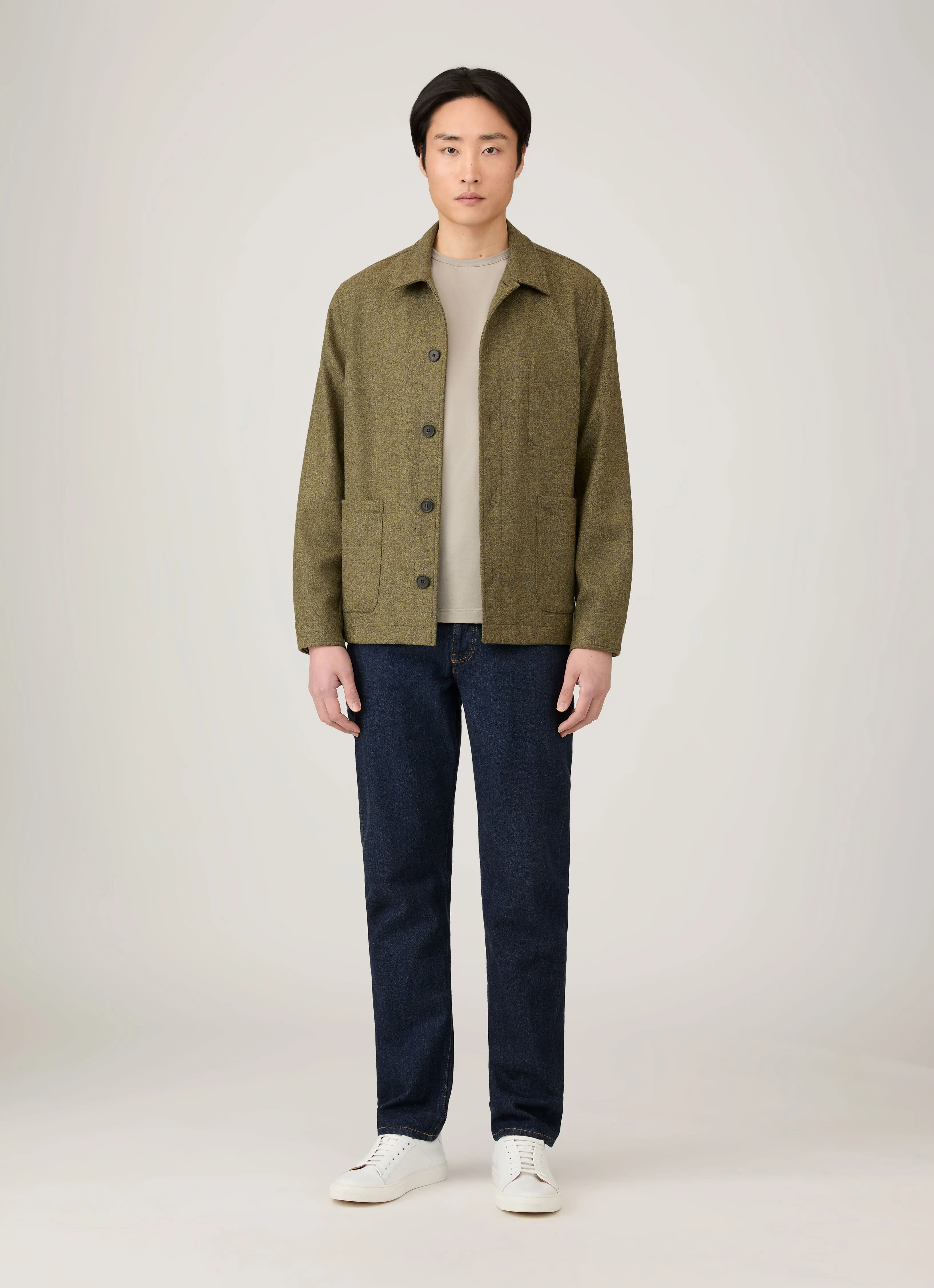 Men's Wool Twin Pocket Jacket in Sea Moss sold by Sunspel product image thumbnail 3