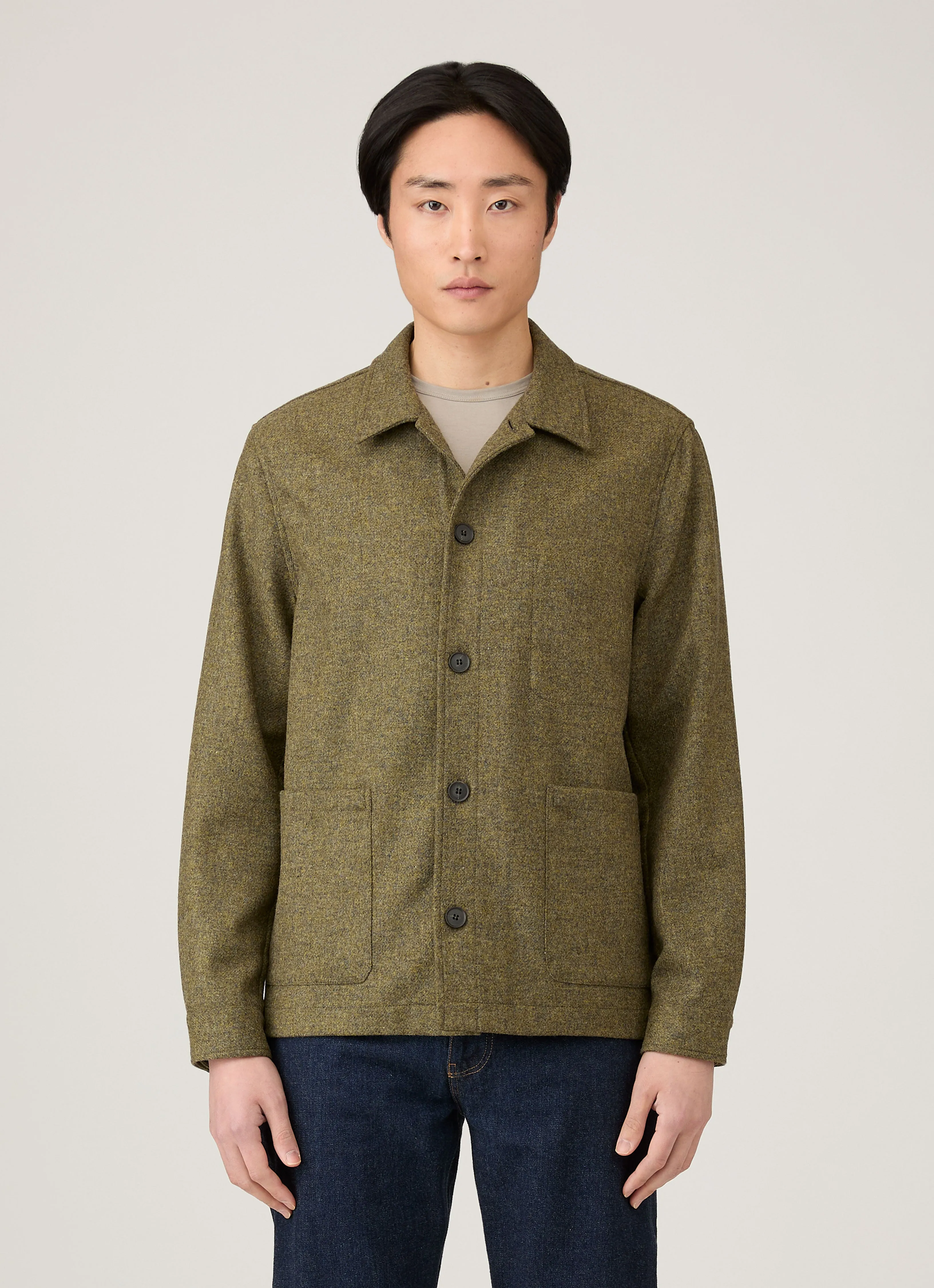 Men's Wool Twin Pocket Jacket in Sea Moss sold by Sunspel product image thumbnail 2