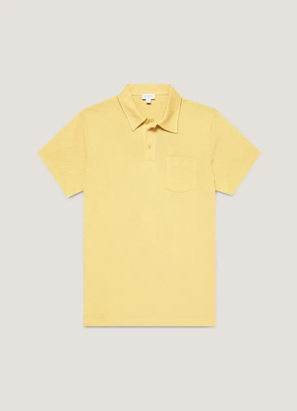 Men's Riviera Polo Shirt in Dusty Yellow sold by Sunspel