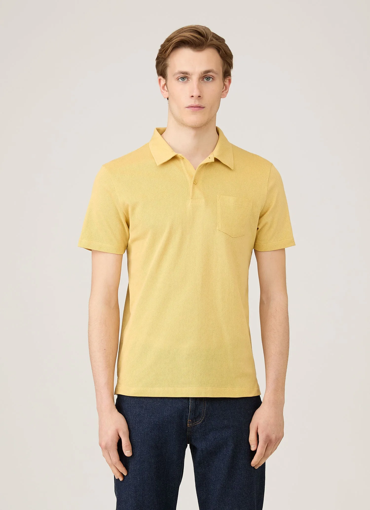 Men's Riviera Polo Shirt in Dusty Yellow sold by Sunspel product image thumbnail 2