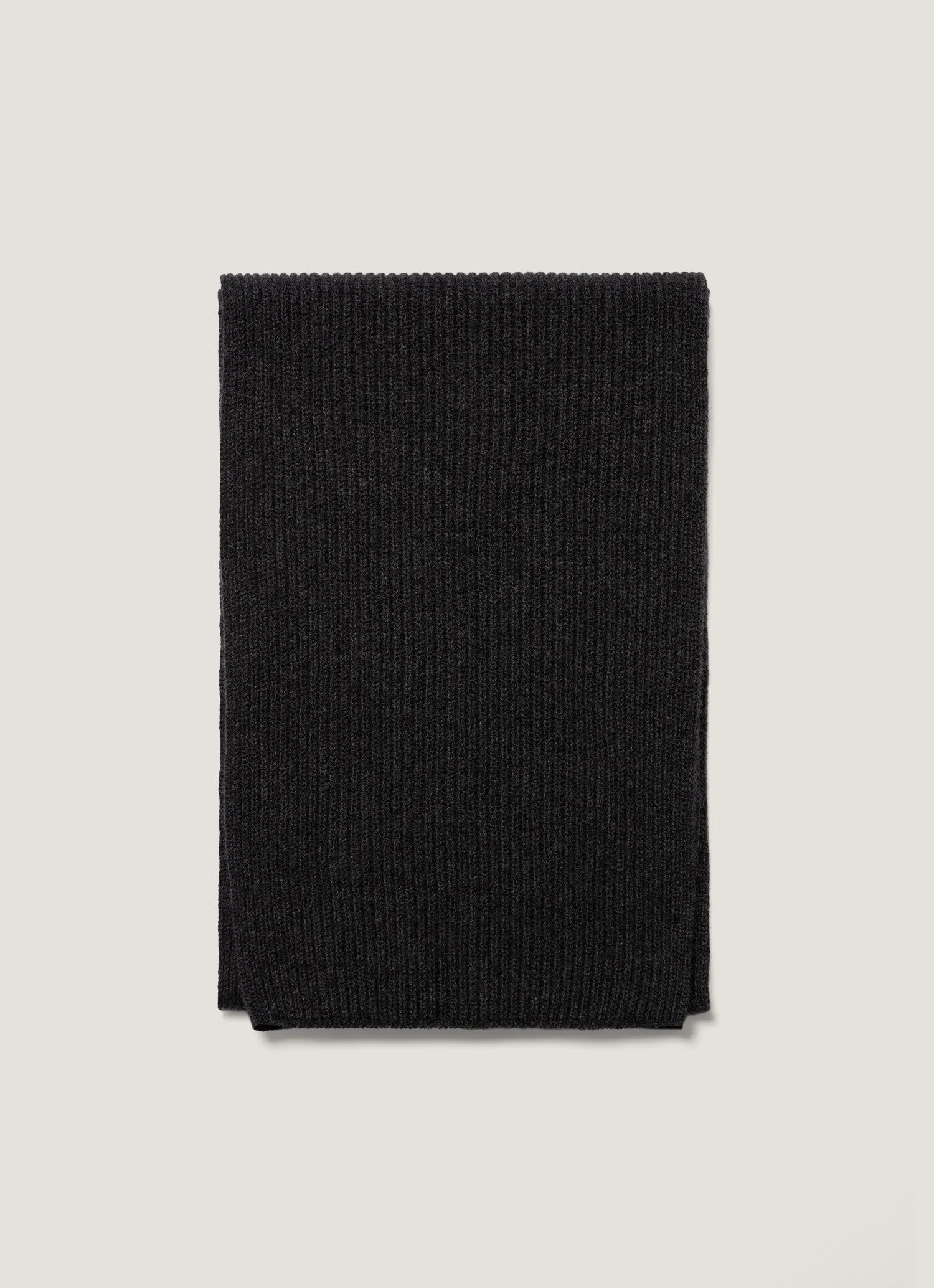 Cashmere Ribbed Scarf in Charcoal Melange sold by Sunspel