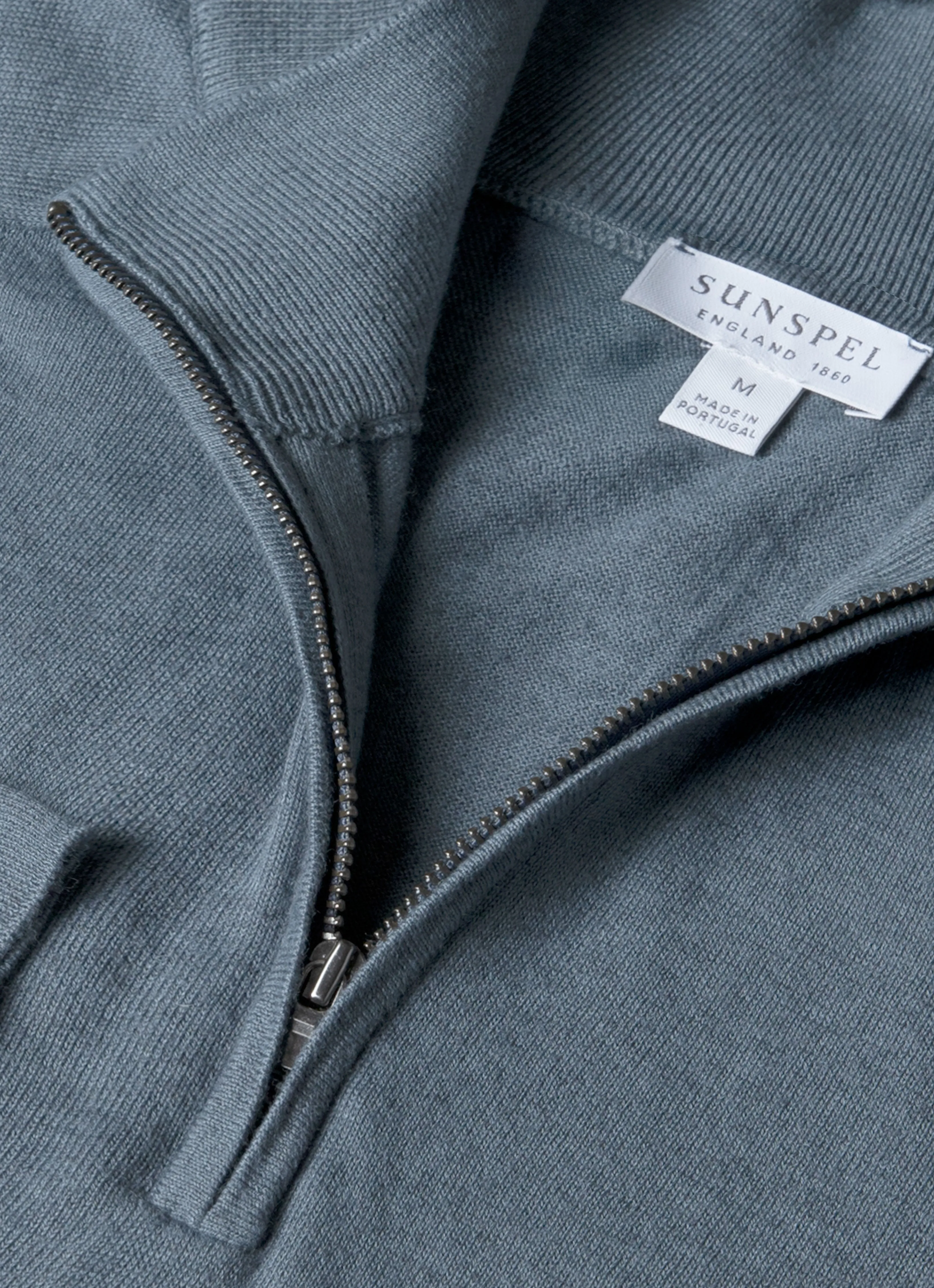 Men's Sea Island Cashmere Half Zip in Slate Blue sold by Sunspel product image thumbnail 4