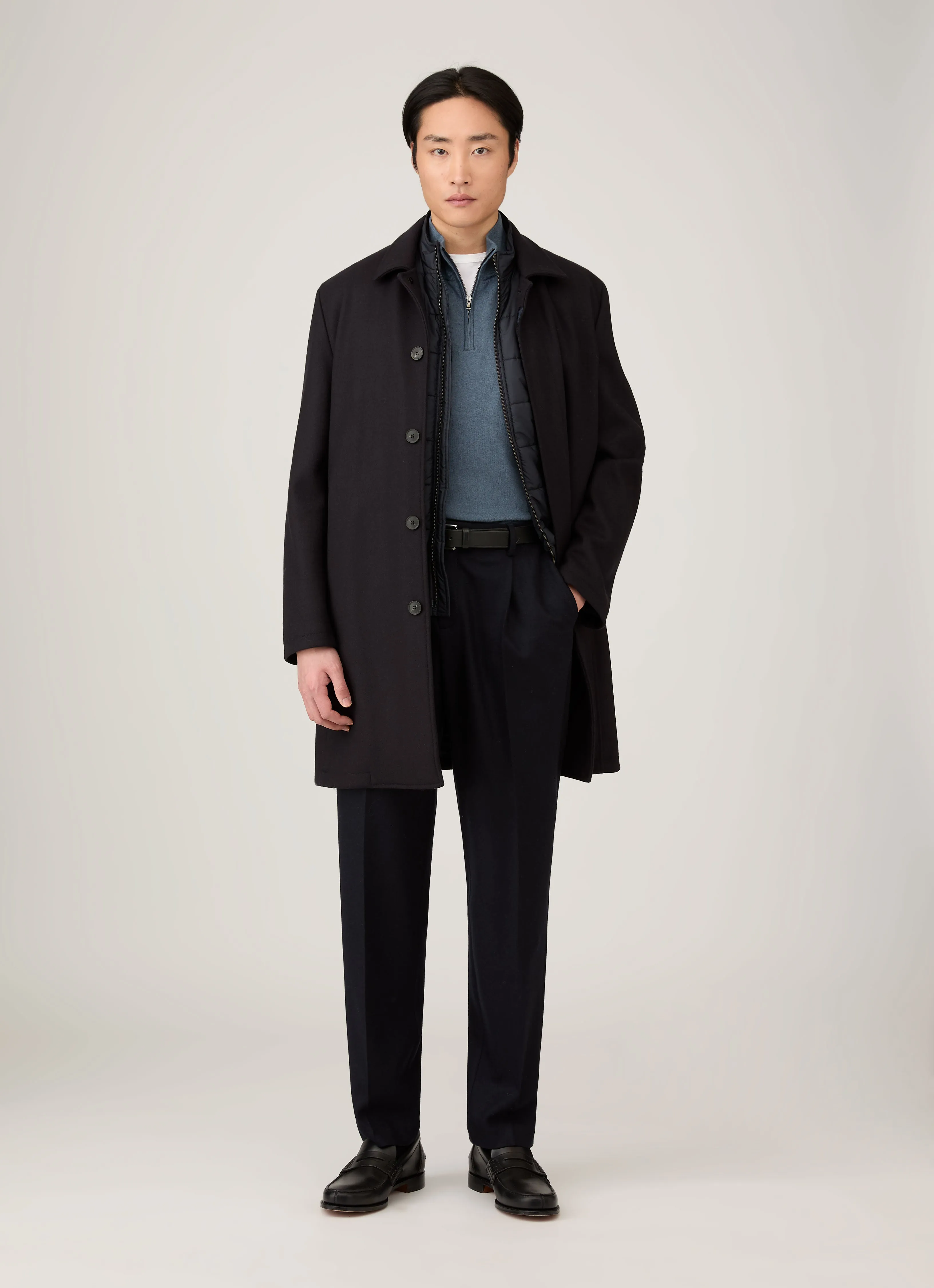 Men's Sea Island Cashmere Half Zip in Slate Blue sold by Sunspel product image thumbnail 3